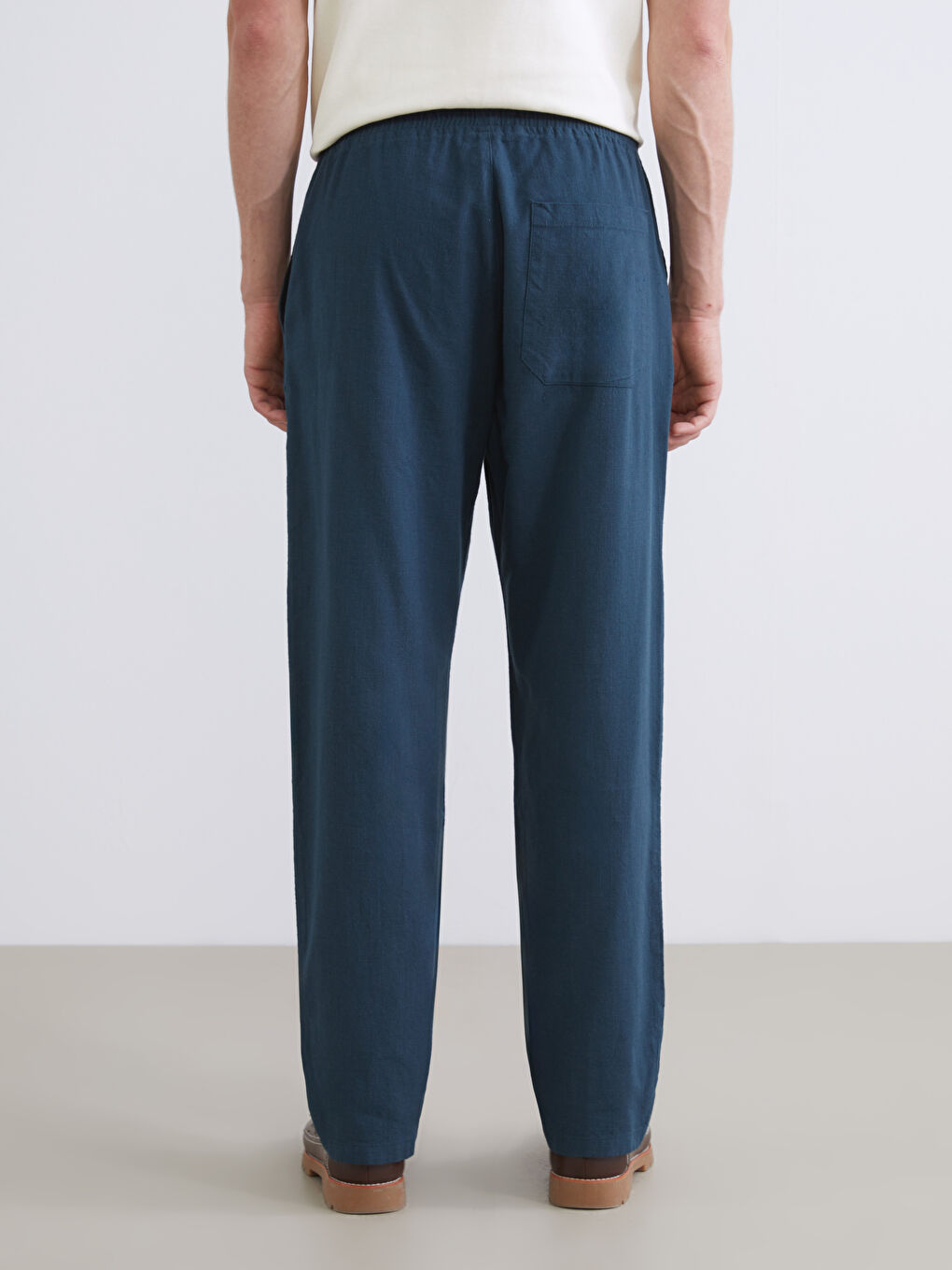 Relaxed Fit Linen Look Men's Trousers-6