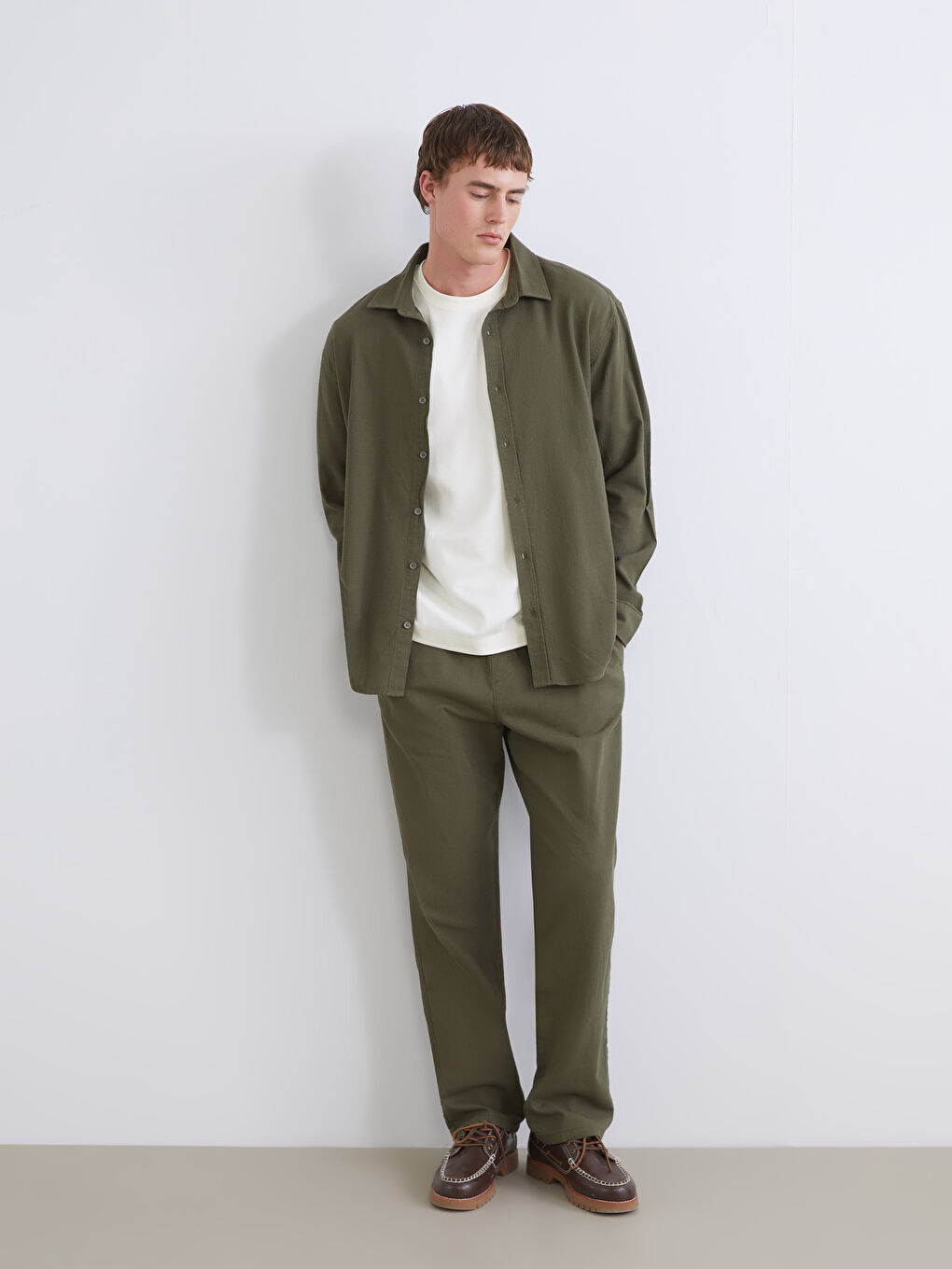 Relaxed Fit Linen Look Men's Trousers-1