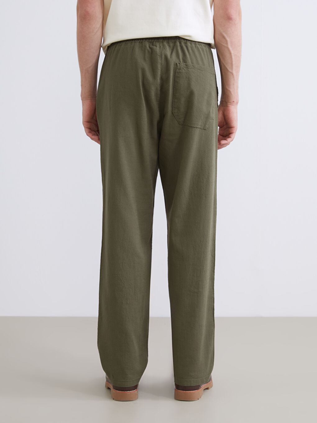 Relaxed Fit Linen Look Men's Trousers-6