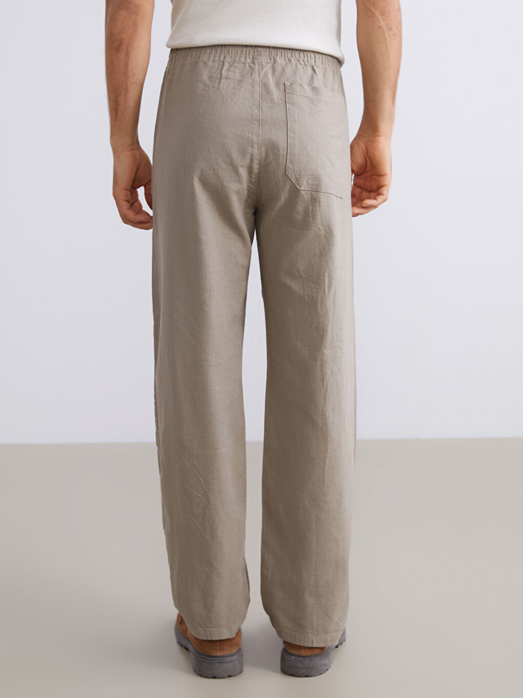 Relaxed Fit Linen Look Men's Trousers-6