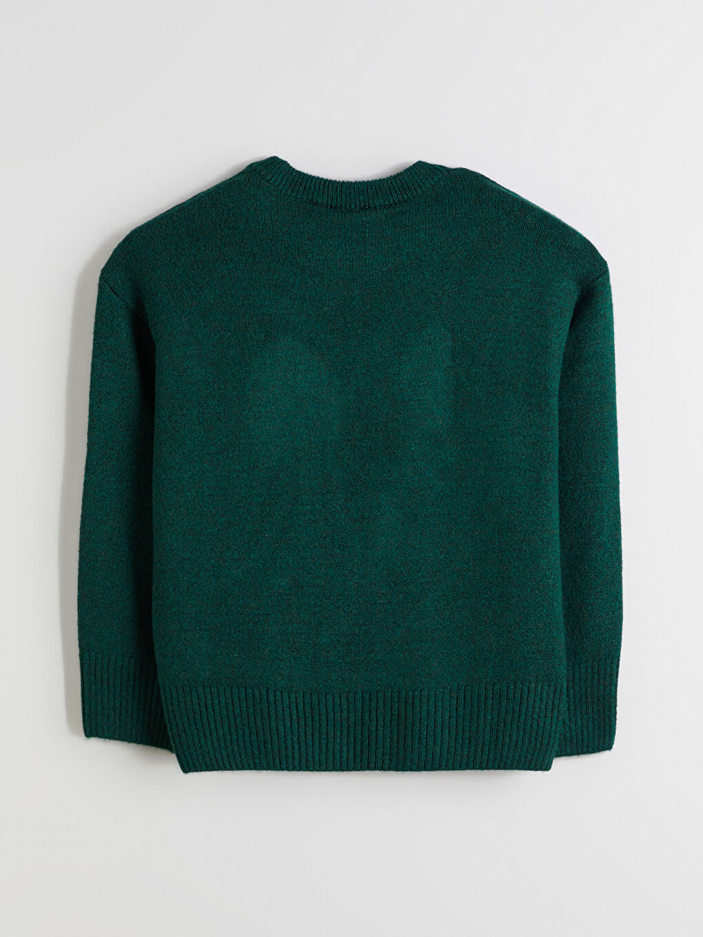 Yeşil Bisiklet Yaka Fiyonk Nakışlı Kadın Triko Kazak-5