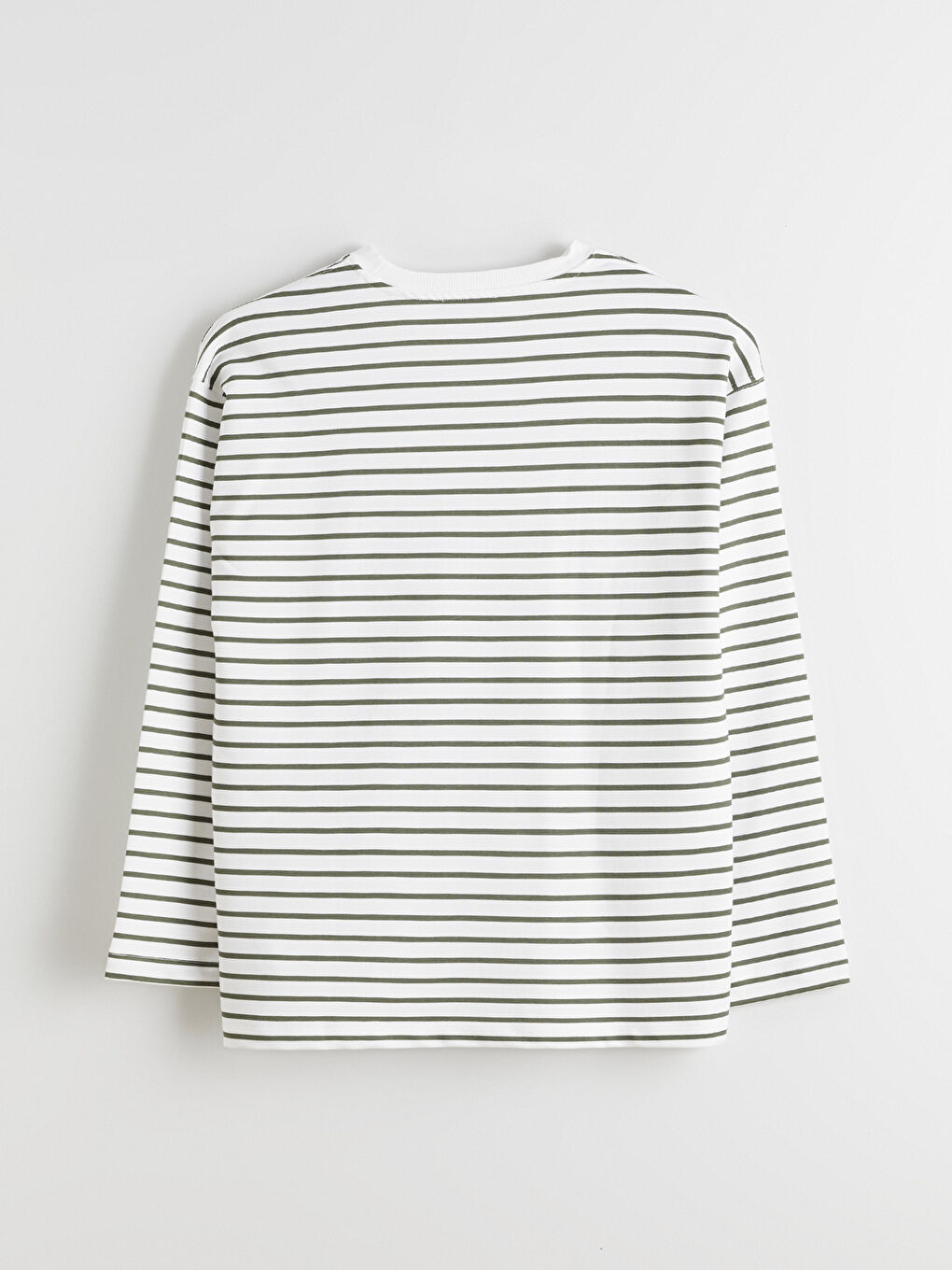 Yeşil Bisiklet Yaka Çizgili Kadın Sweatshirt-5