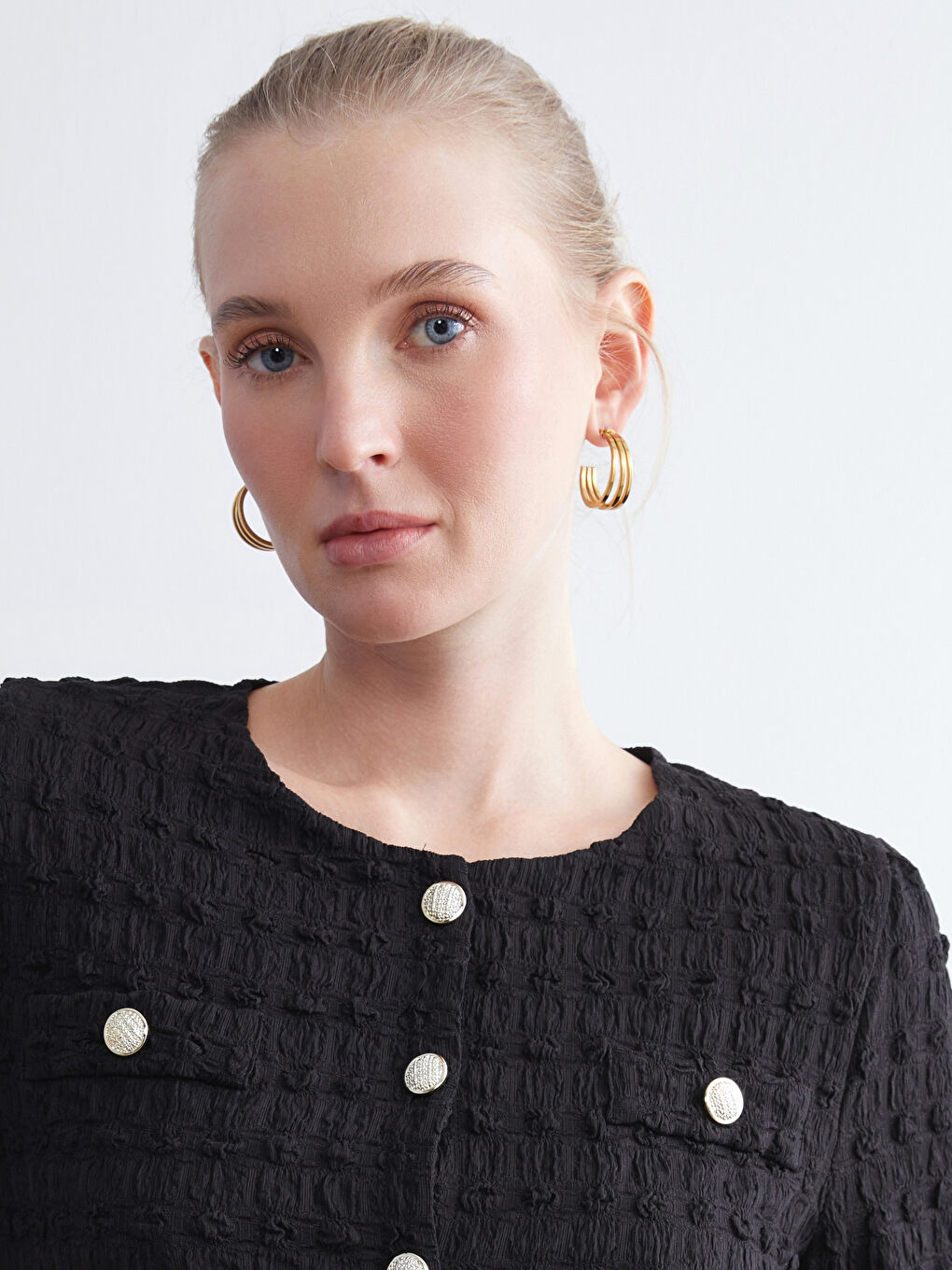 Crew Neck Textured Women's Cardigan-2