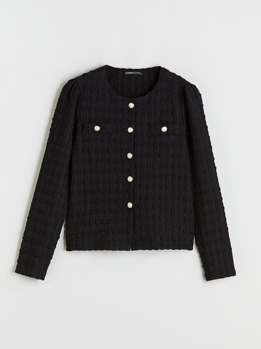 Crew Neck Textured Women's Cardigan-4
