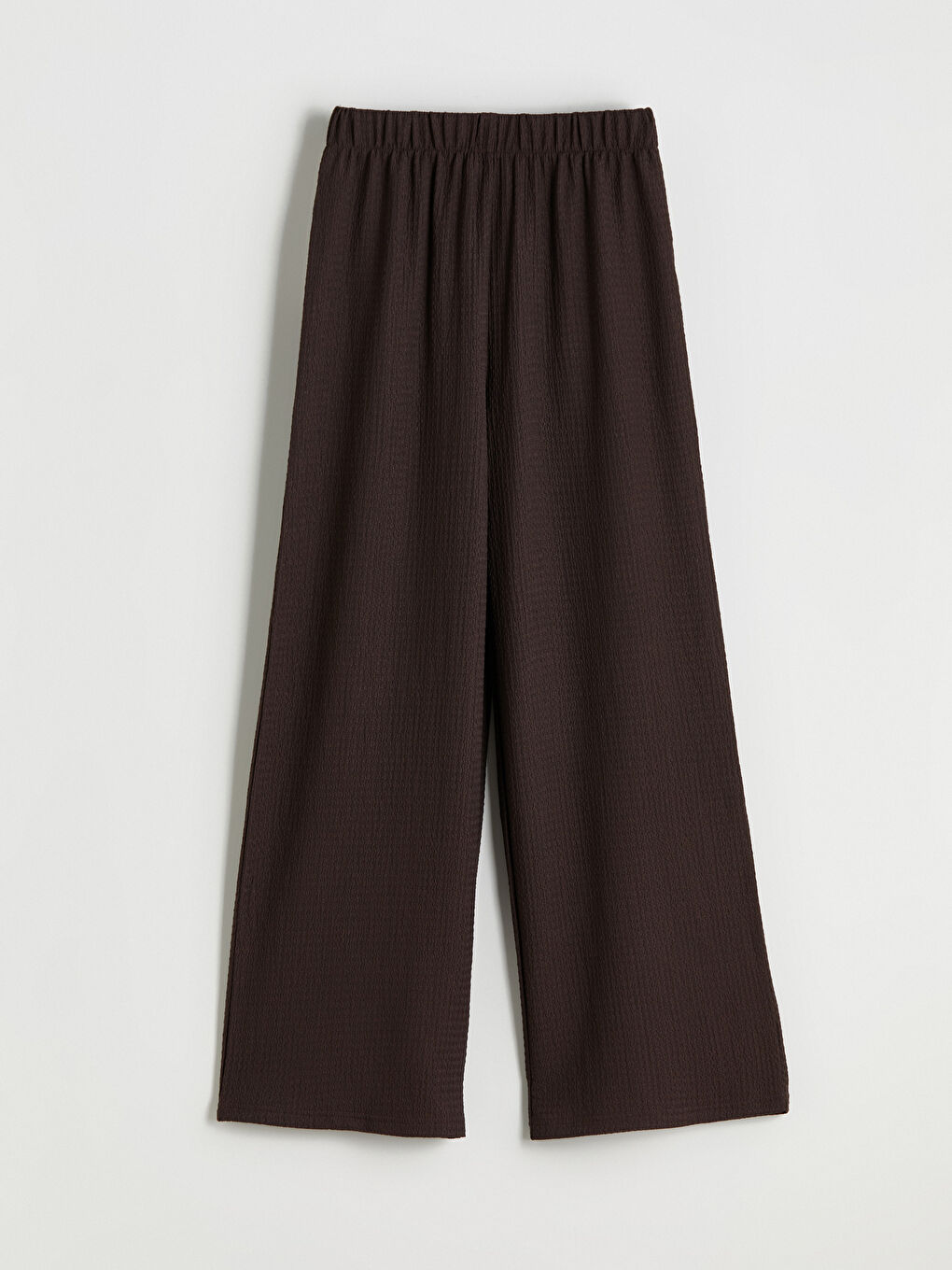 Elasticated Waist Textured Wide Leg Women's Trousers-4