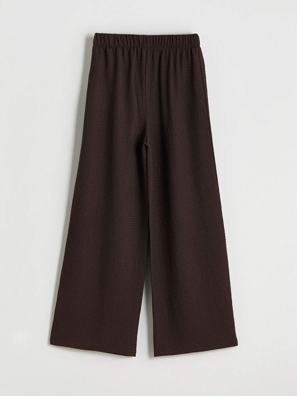 Elasticated Waist Textured Wide Leg Women's Trousers-5