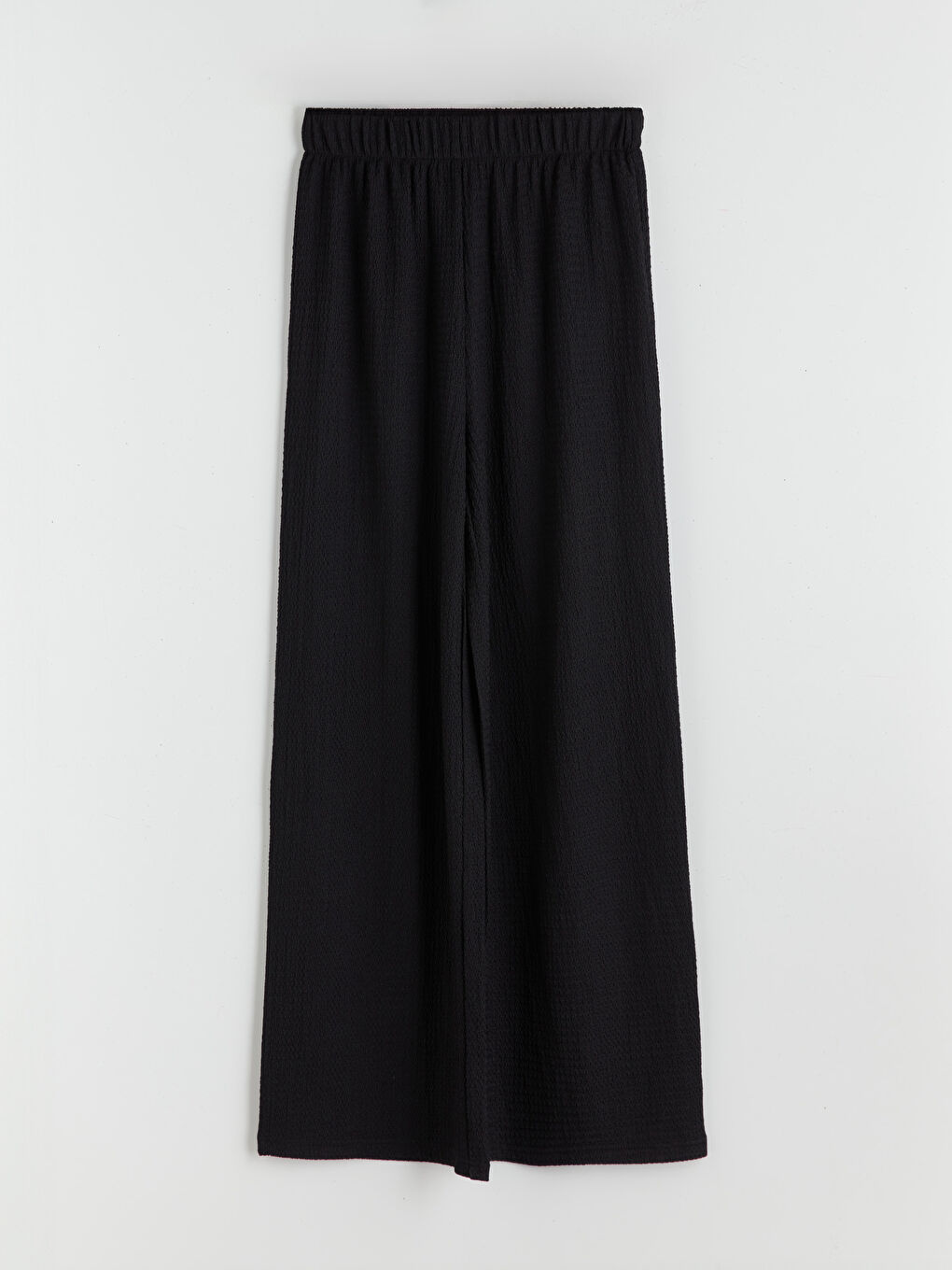 Elasticated Waist Textured Wide Leg Women's Trousers-4