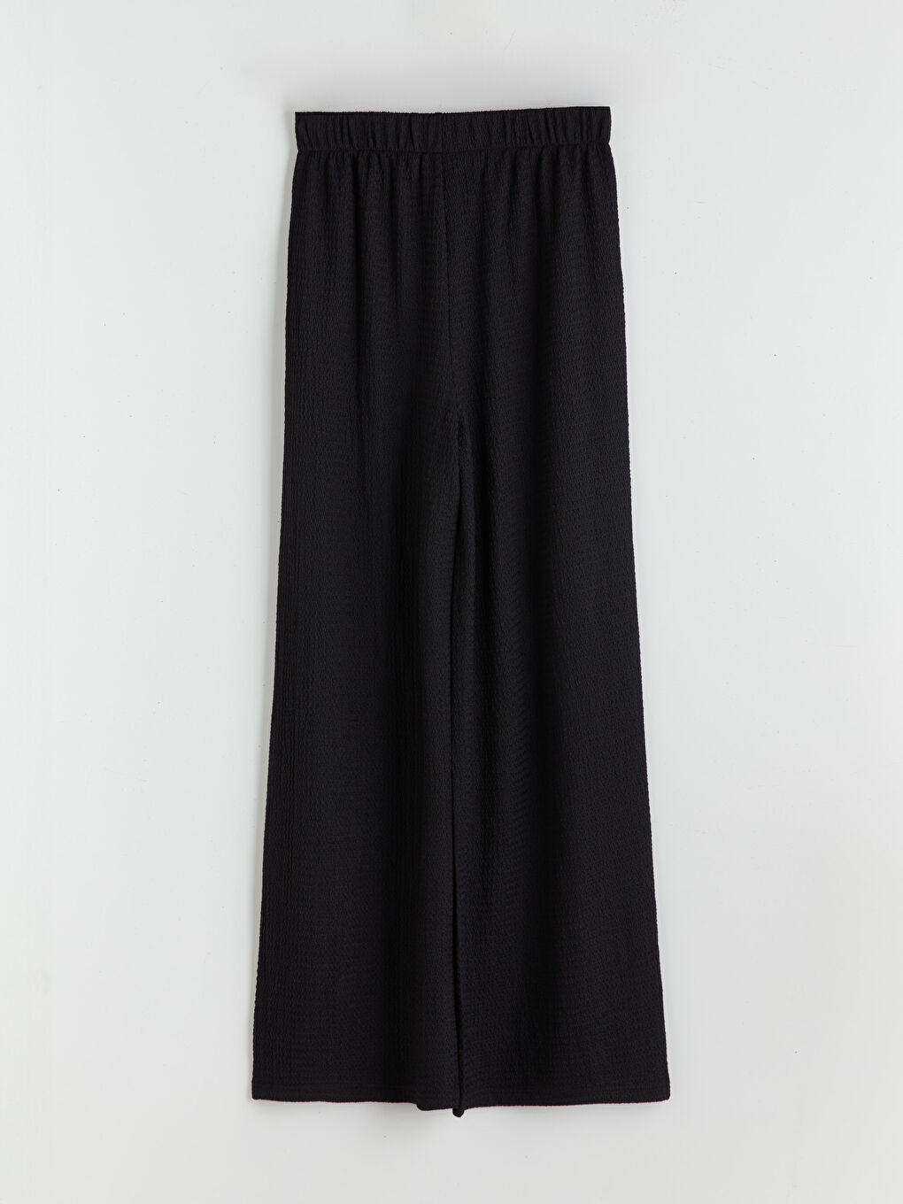 Elasticated Waist Textured Wide Leg Women's Trousers-5