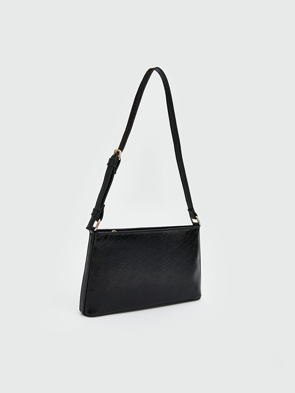 Siyah Deri Görünümlü Kadın Kol Çantası-6