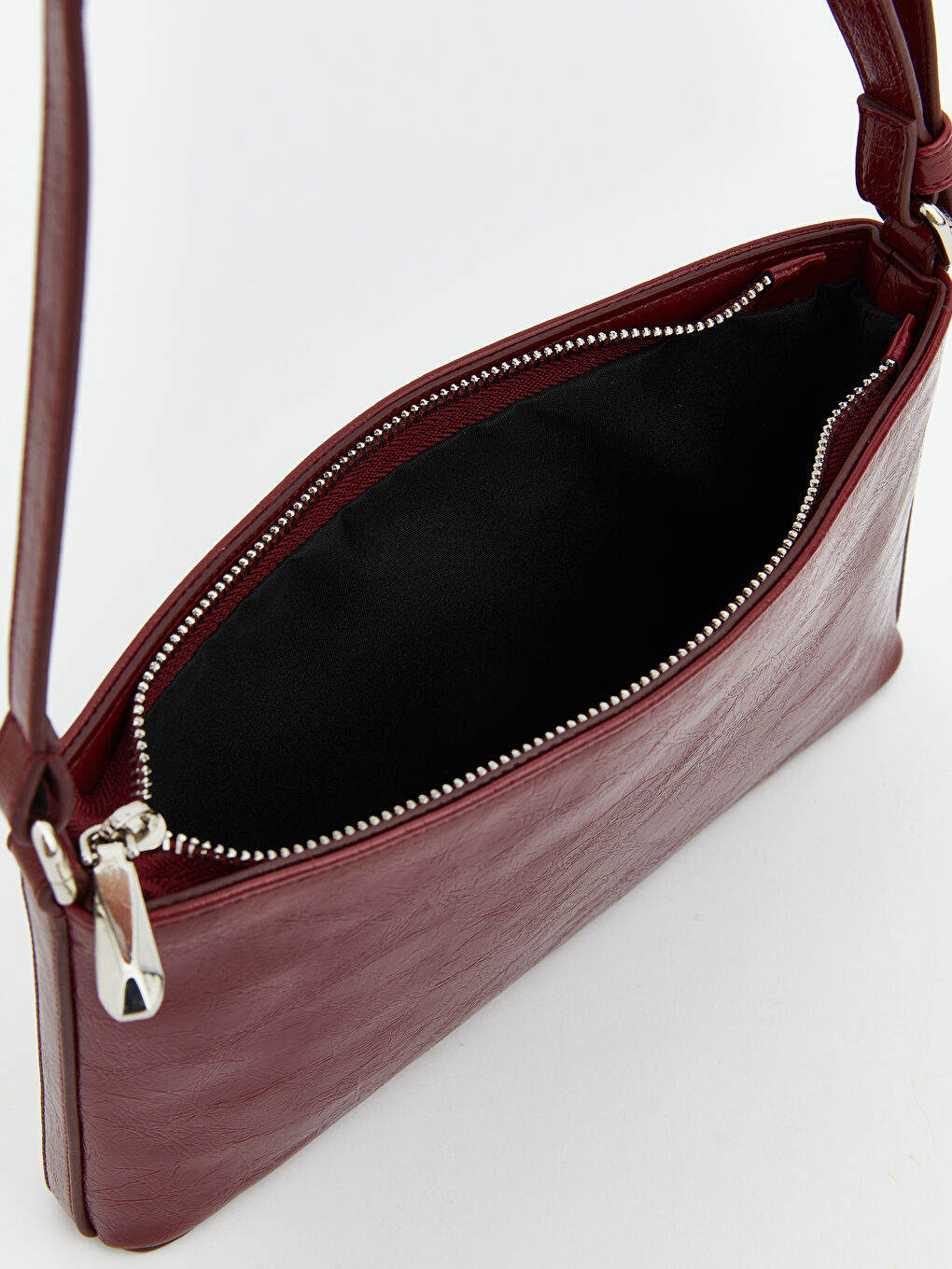 Bordo Deri Görünümlü Kadın Kol Çantası-9