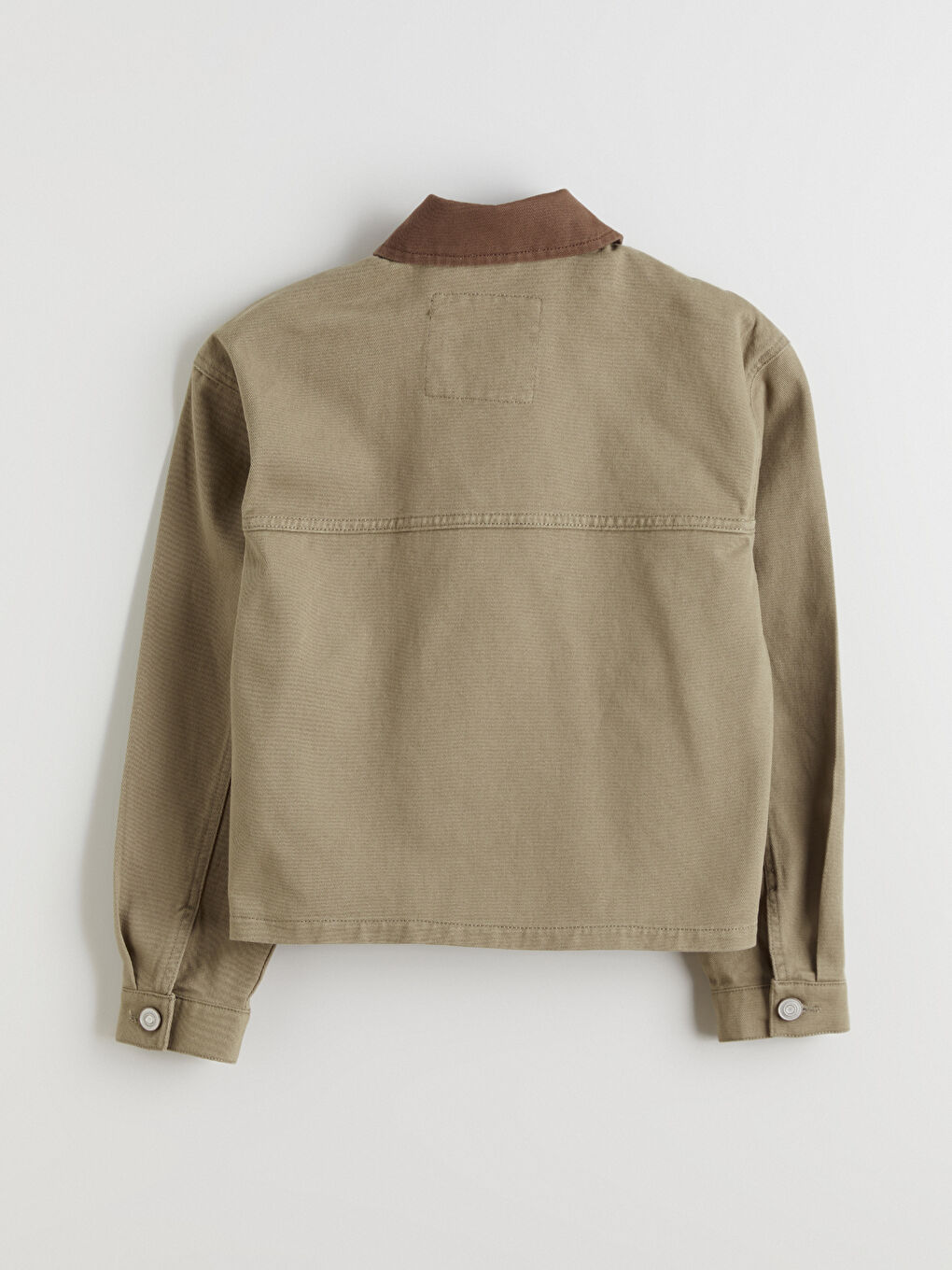 Haki Kontrast Yaka Oversize Kadın Ceket-7