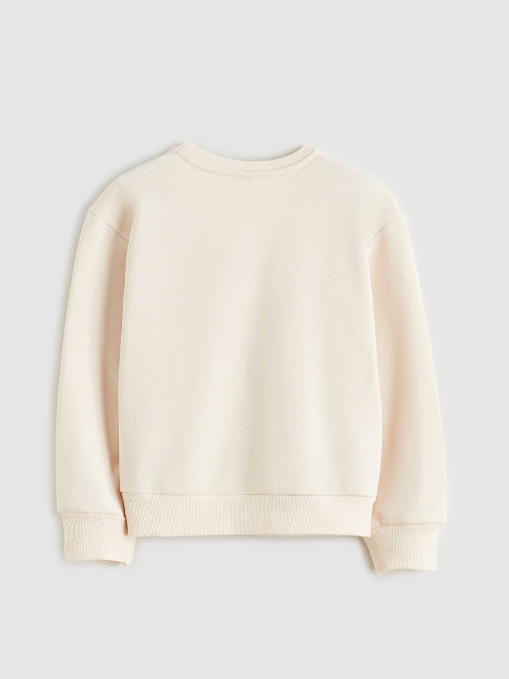 Bej Bisiklet Yaka Baskılı Kız Çocuk Sweatshirt-1