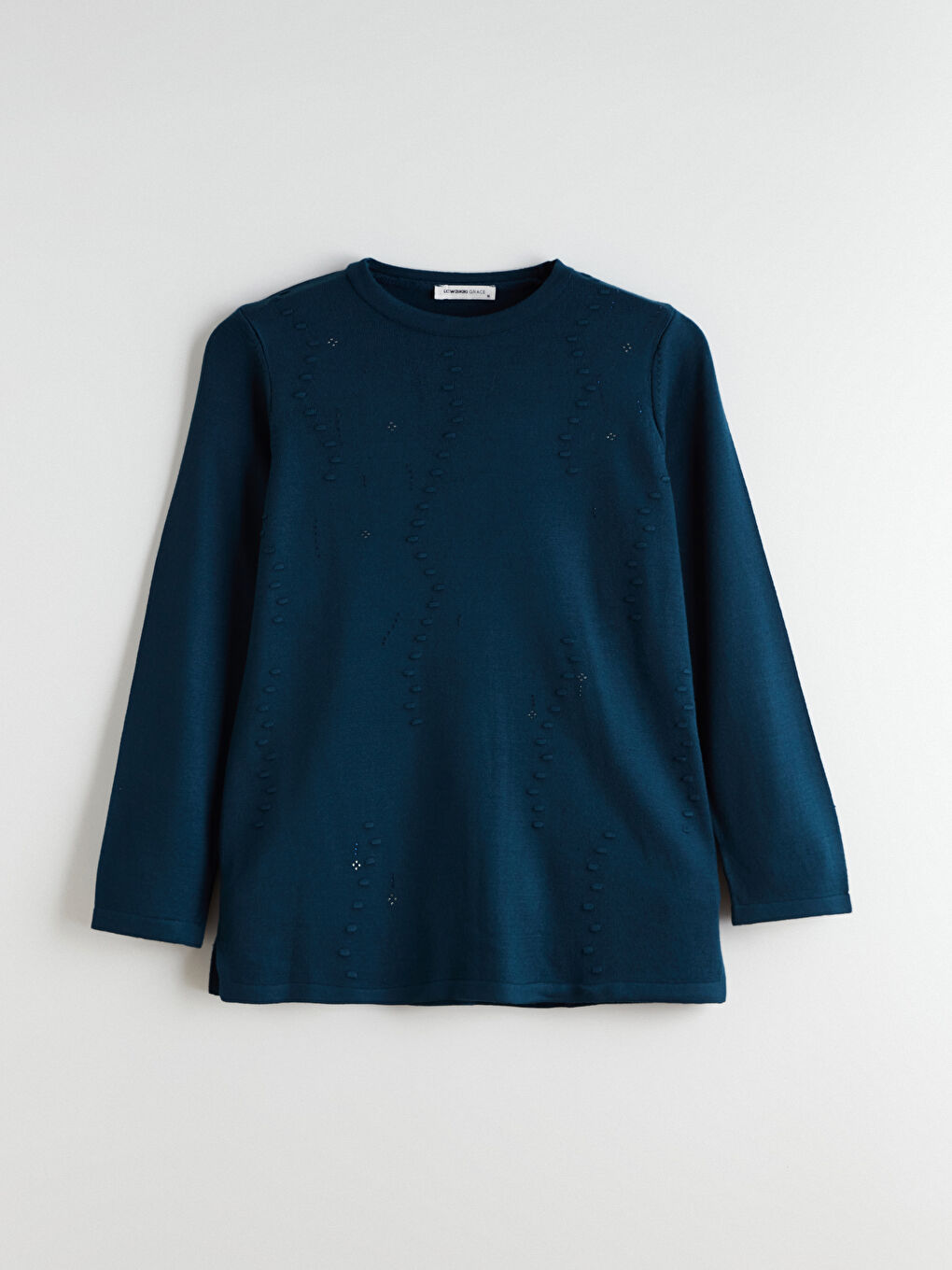 Crew Neck Patterned Women's Knitwear Sweater-4