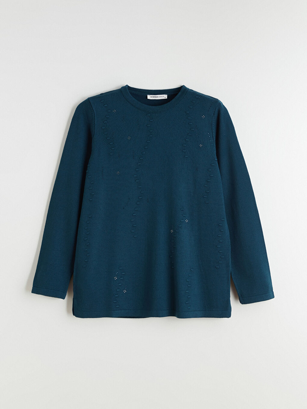 Crew Neck Patterned Women's Knitwear Sweater-6