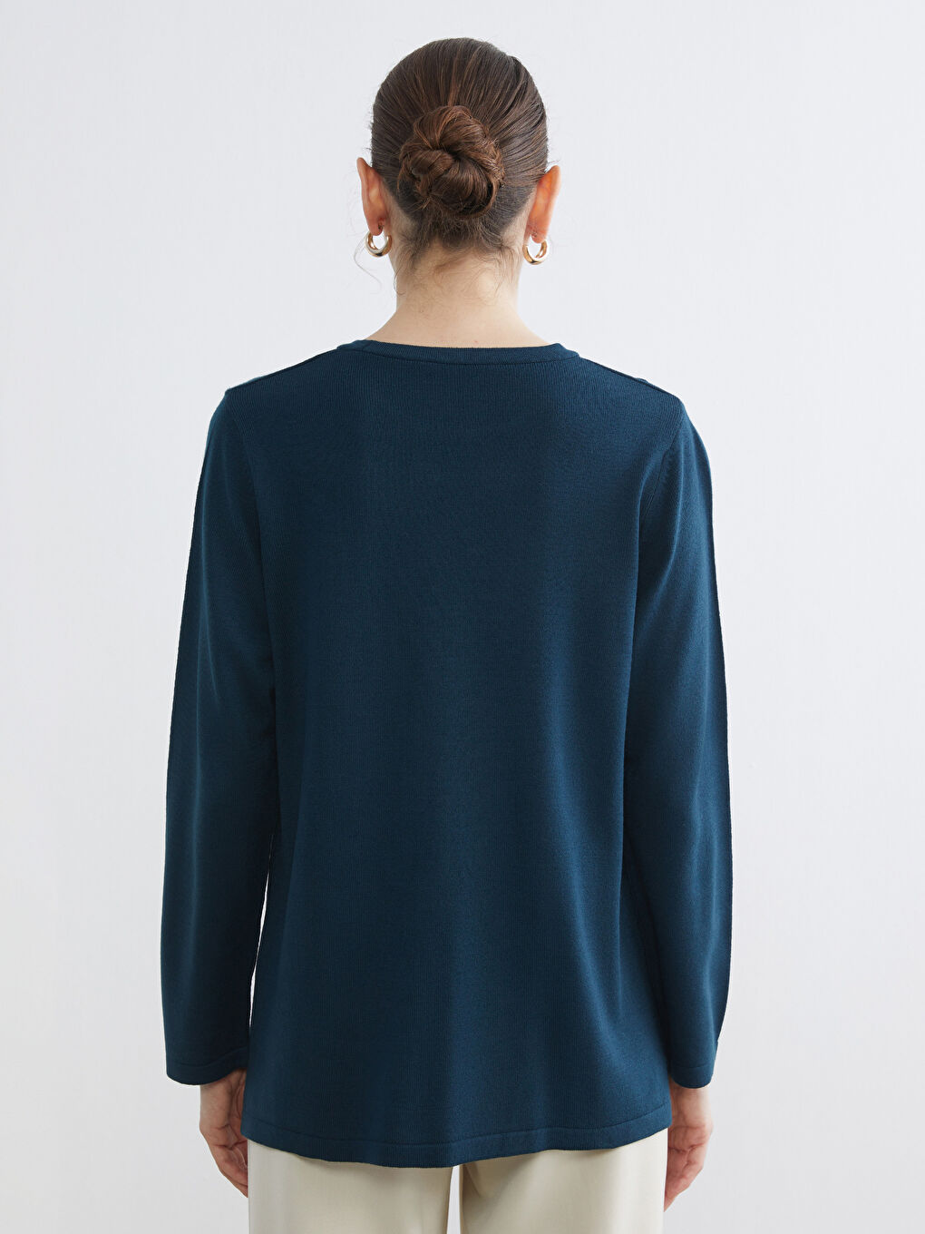 Crew Neck Patterned Women's Knitwear Sweater-3