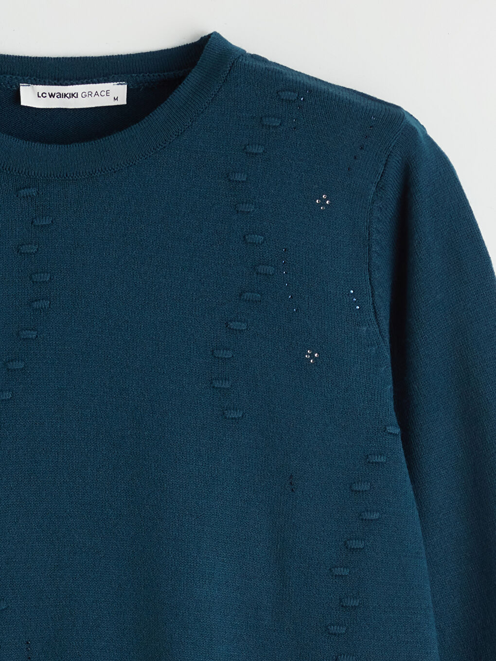 Crew Neck Patterned Women's Knitwear Sweater-7