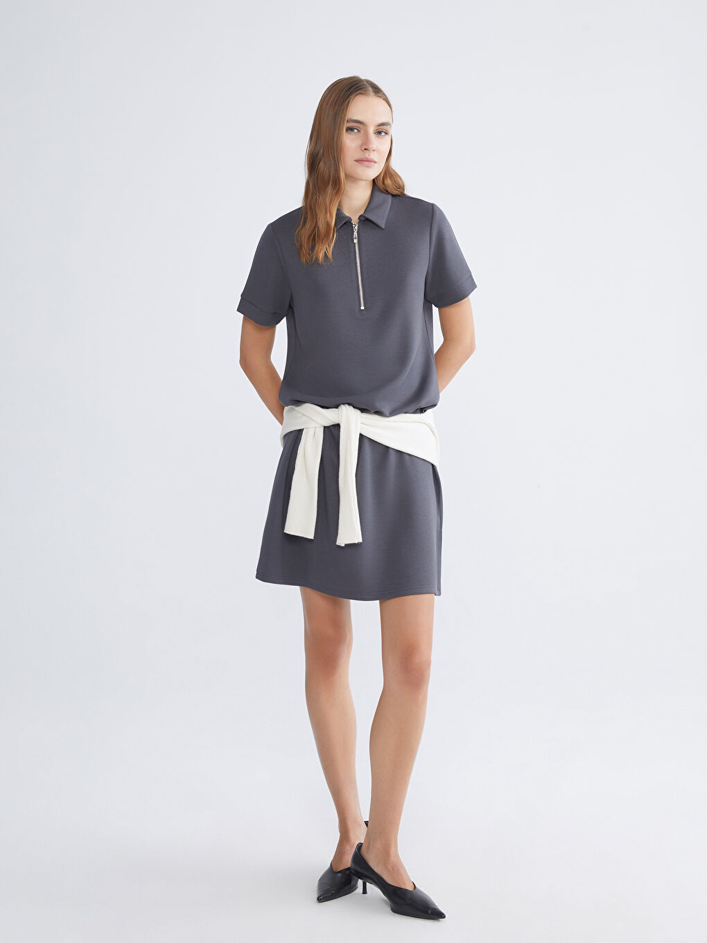 Polo Neck A-Line Dress-1