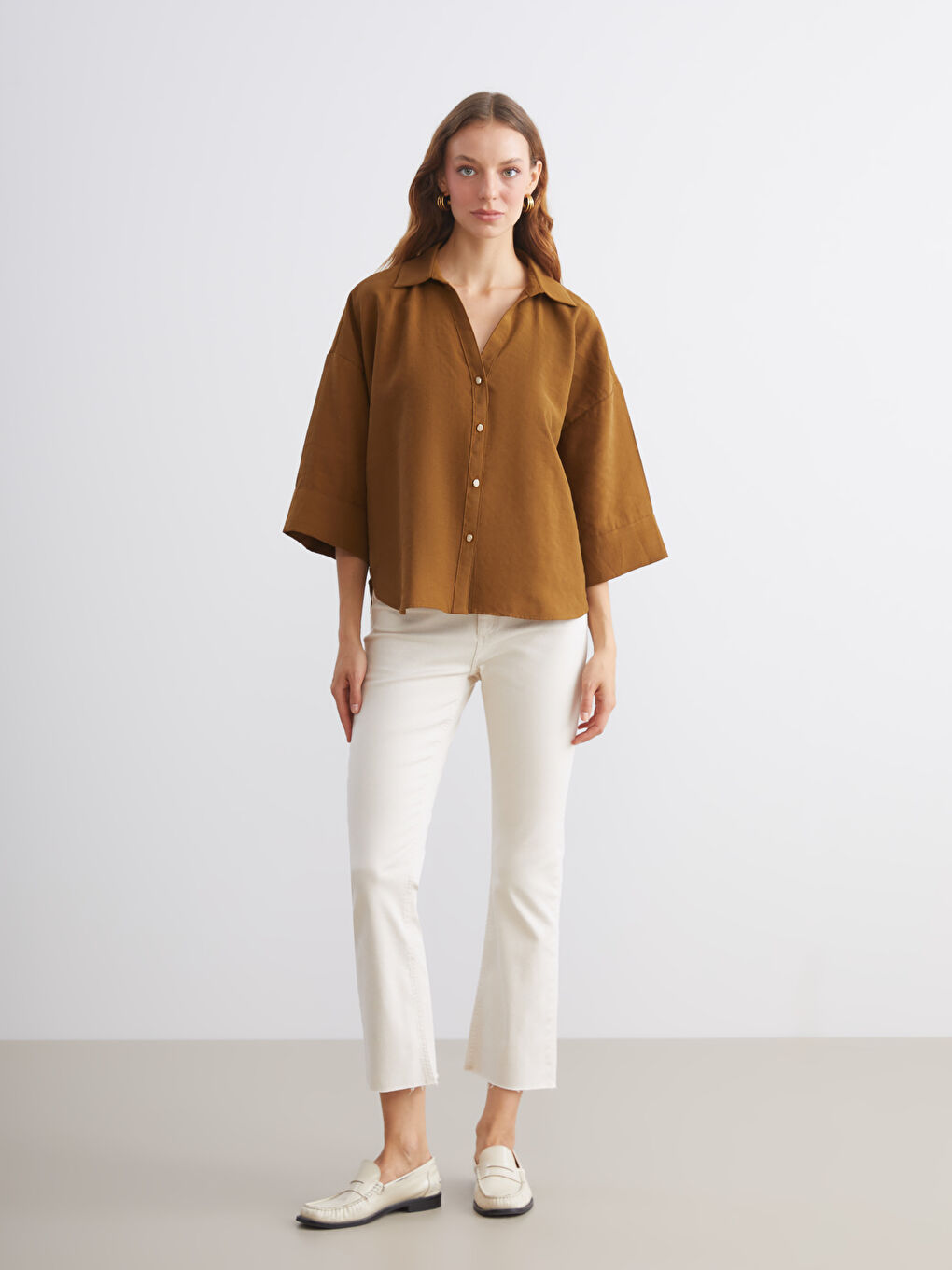 Yeşil Oversize Kadın Gömlek-1