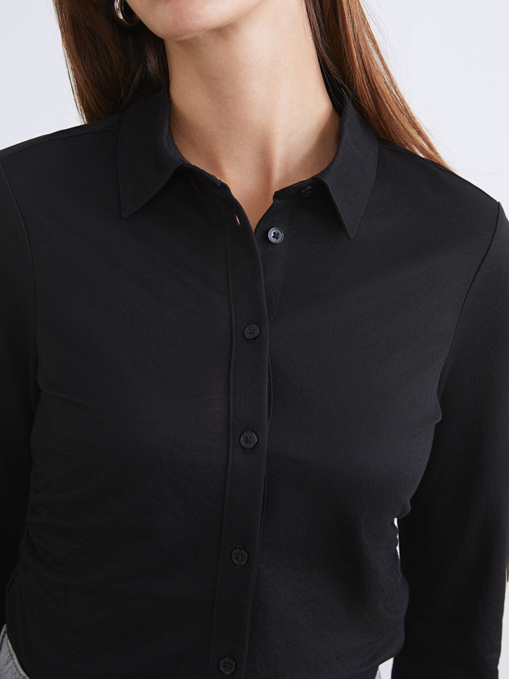 Collared Neck Ruched Blouse-2