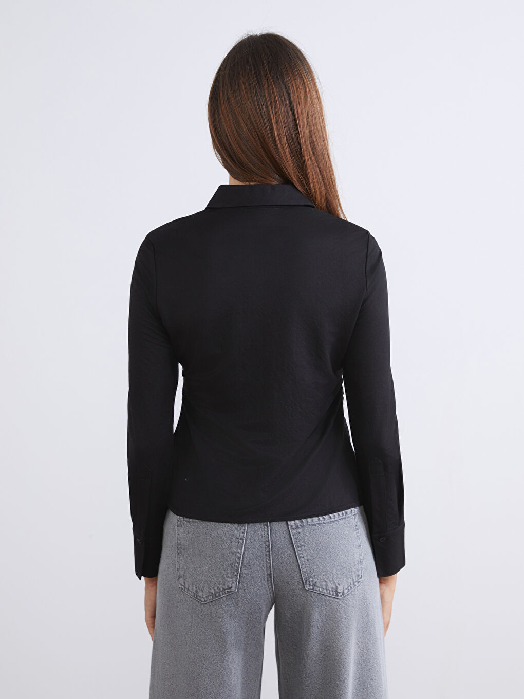 Collared Neck Ruched Blouse-3