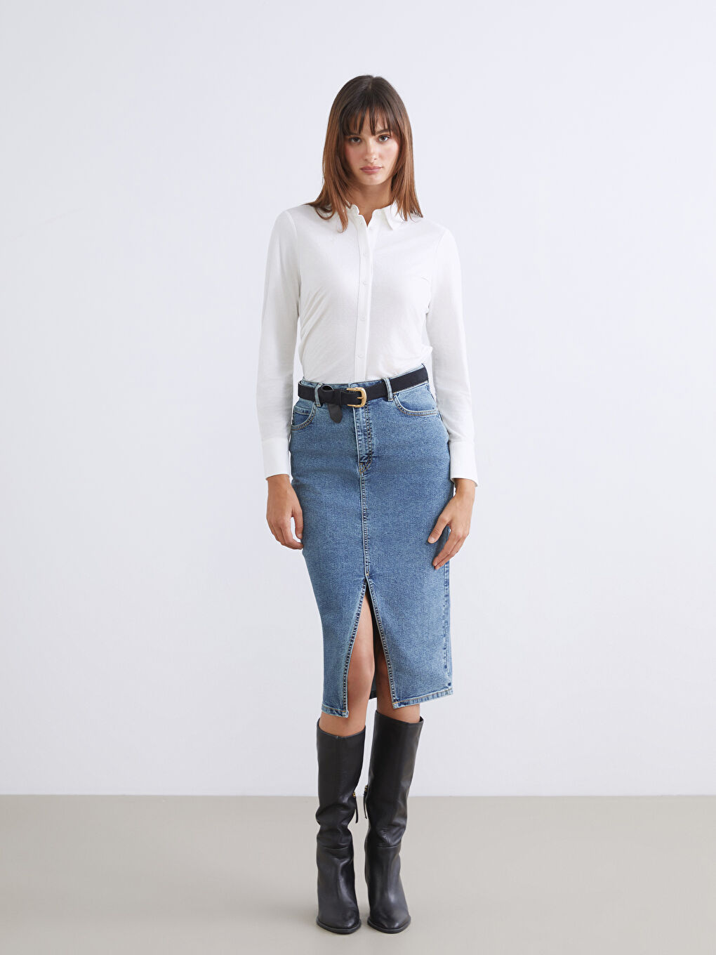 Collared Neck Ruched Blouse-1