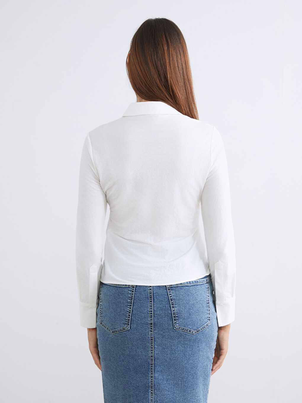 Collared Neck Ruched Blouse-3