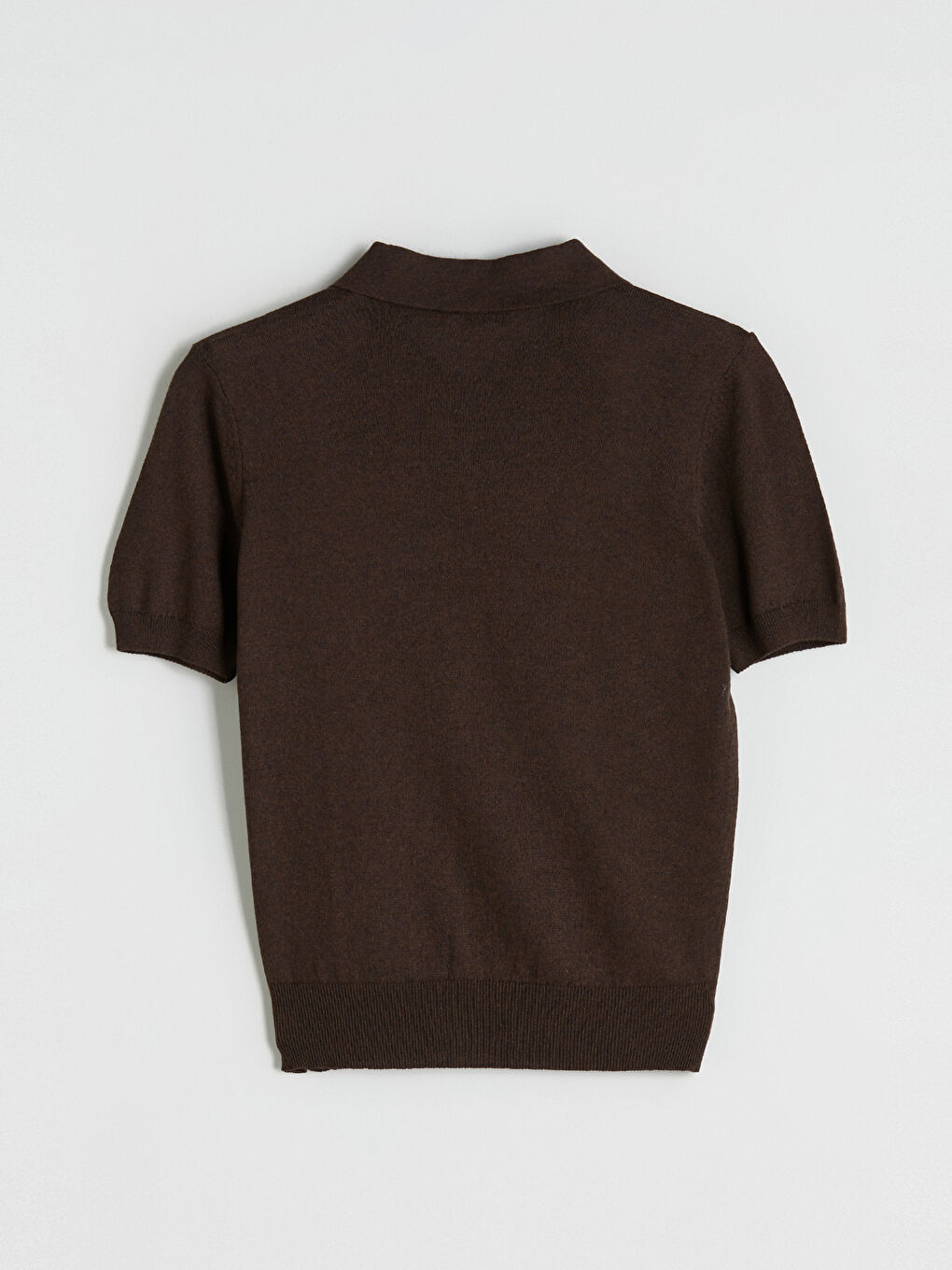 Kahverengi Polo Yaka Baklava Desenli Kadın Triko Hırka-5