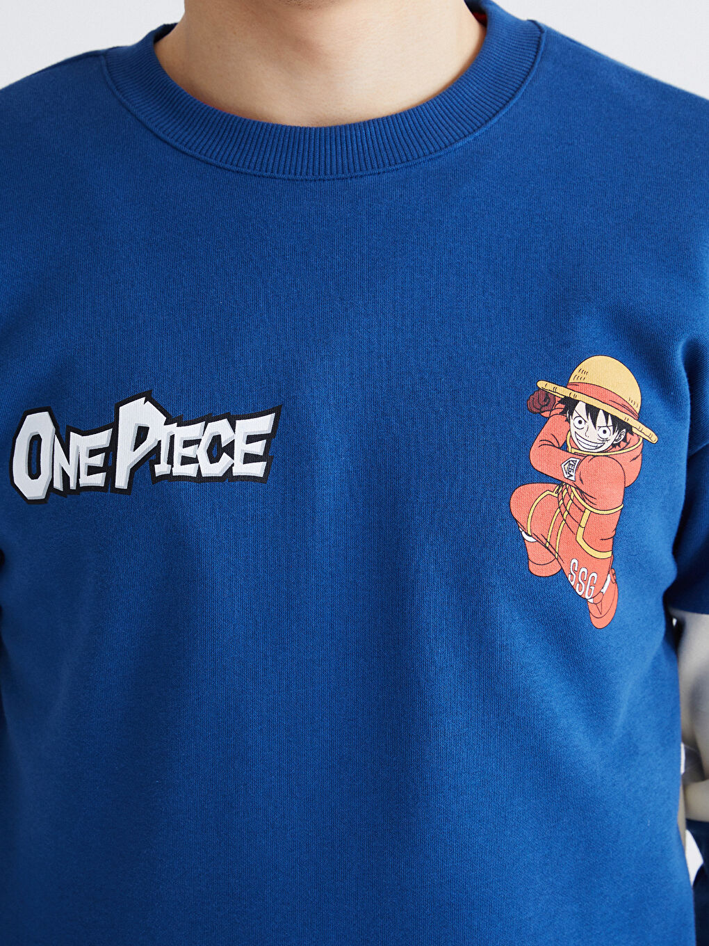 Mavi Bisiklet Yaka One Piece Baskılı Erkek Sweatshirt-2