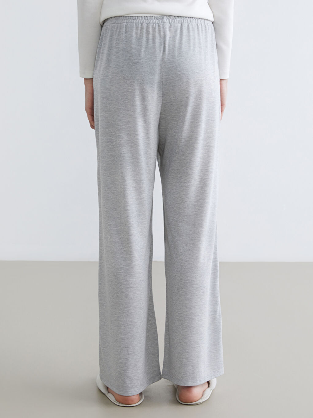 Gri Beli Lastikli Geniş Paça Kadın Pijama Altı-3