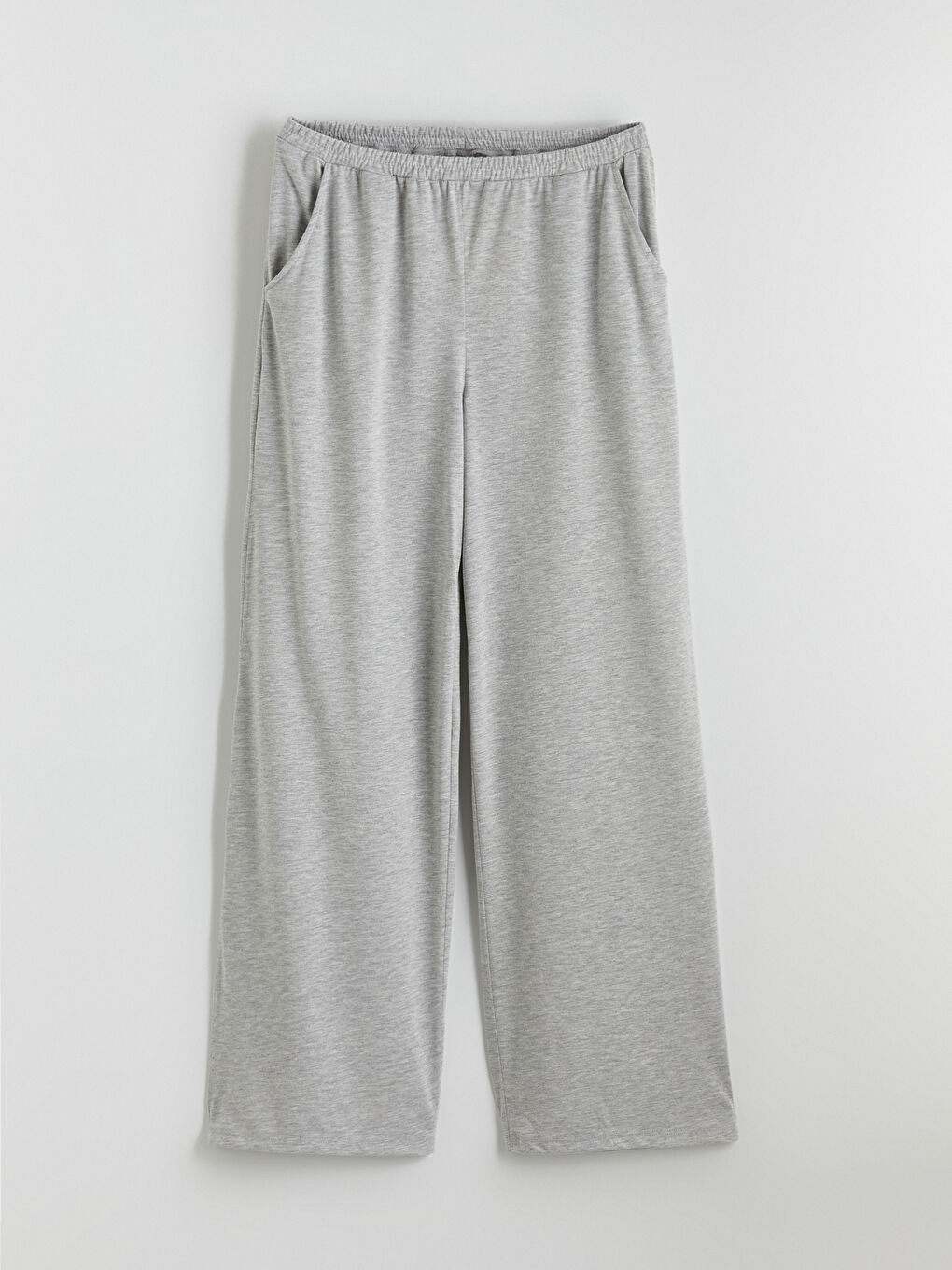 Gri Beli Lastikli Geniş Paça Kadın Pijama Altı-4