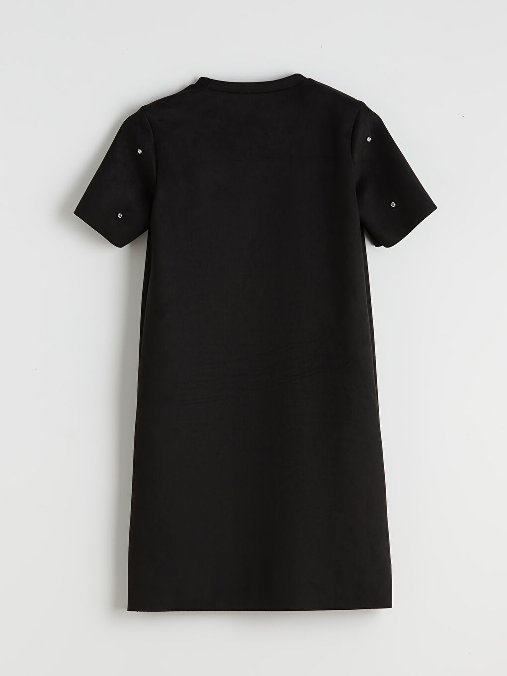 Siyah Bisiklet Yaka Taşlı Mini Elbise-5
