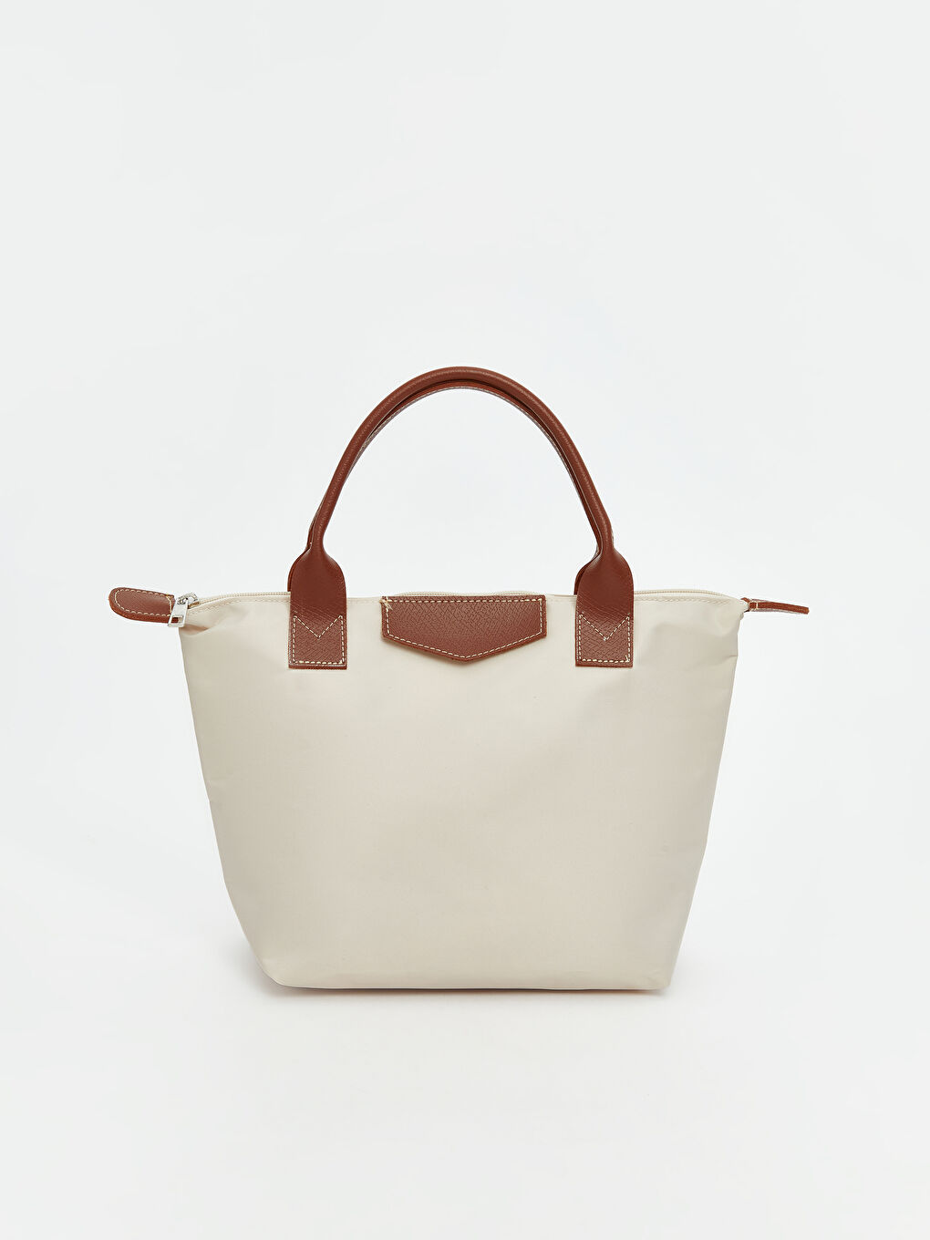 Ekru Fermuarlı Kadın Kol Çantası