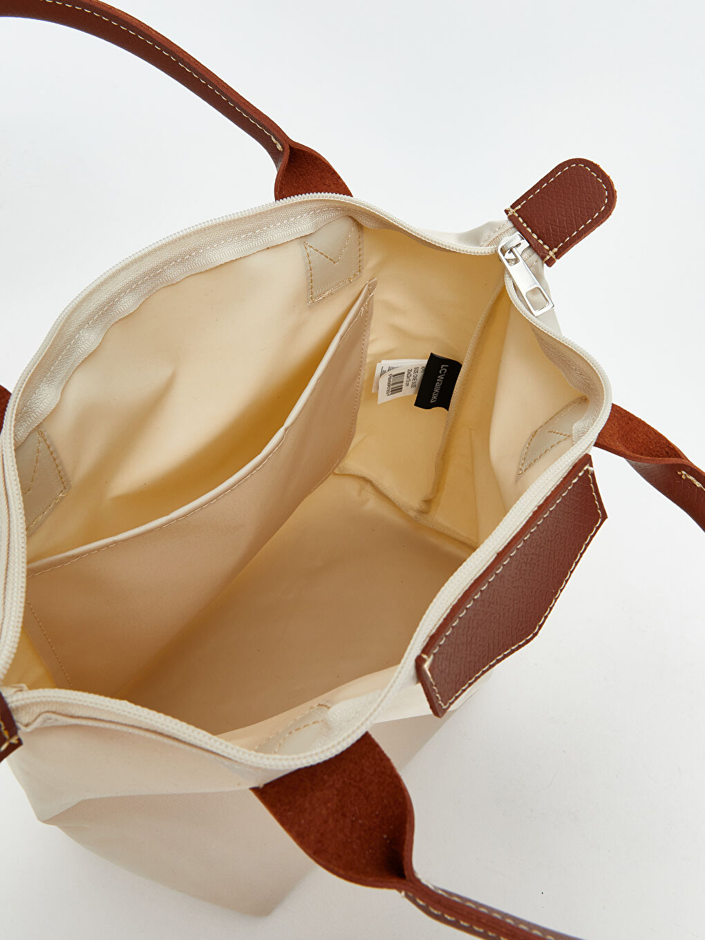 Ekru Fermuarlı Kadın Kol Çantası-2