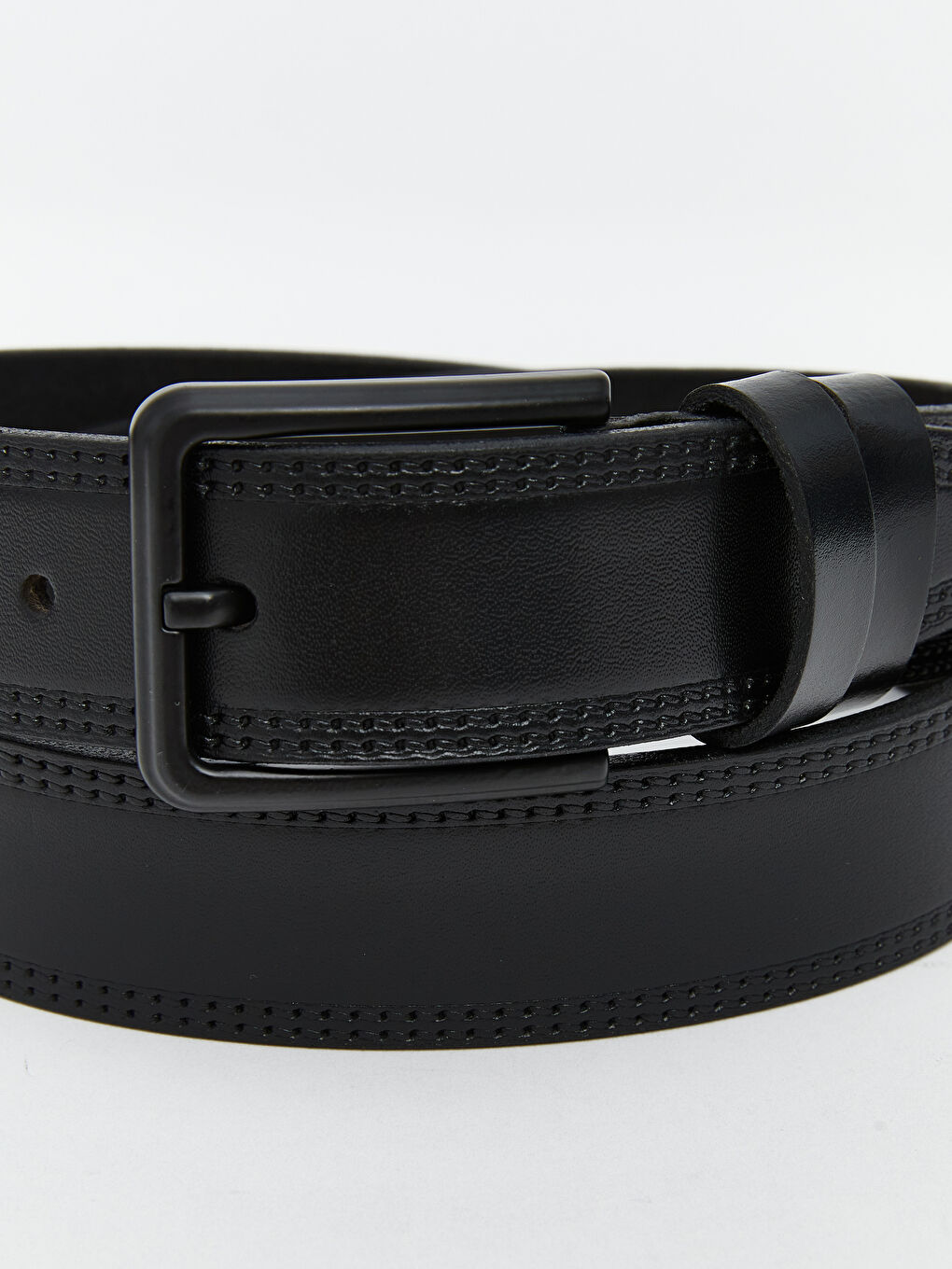 Siyah Deri Görünümlü Erkek Kemer-3