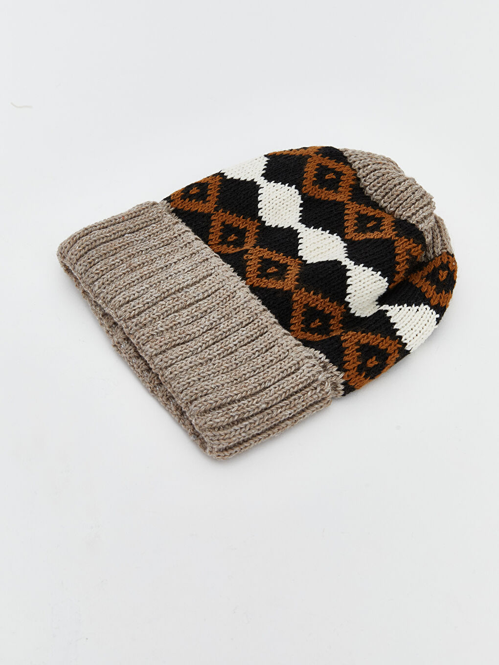 Kahverengi Desenli Erkek Çocuk Atkı Bere Eldiven Takım-1