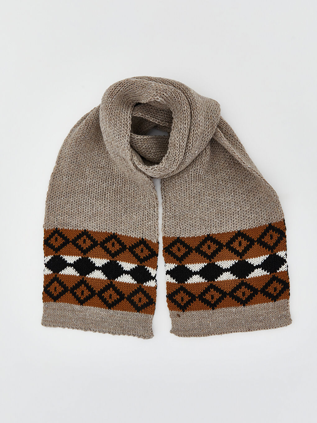 Kahverengi Desenli Erkek Çocuk Atkı Bere Eldiven Takım-2