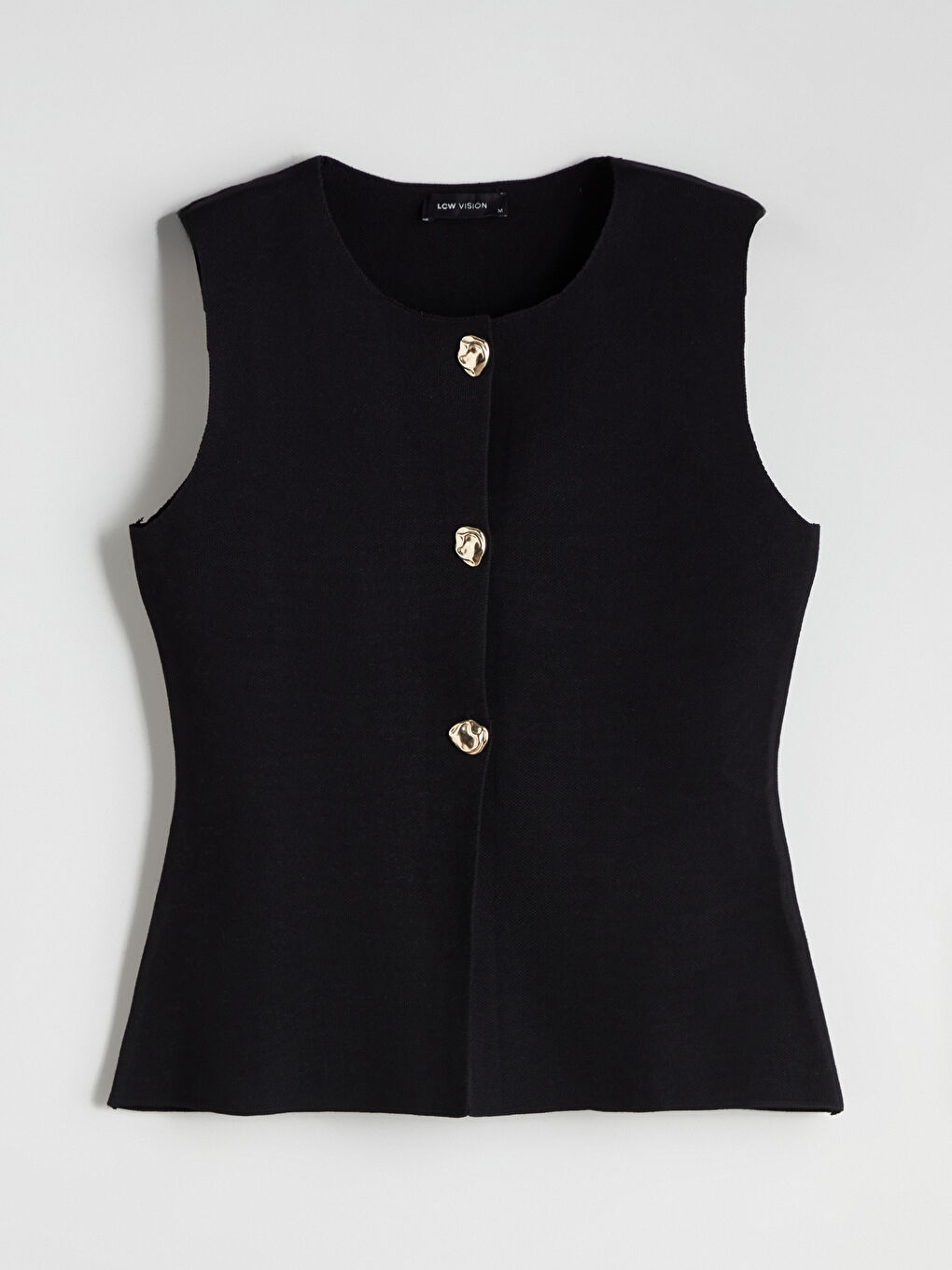 Siyah Bisiklet Yaka Kadın Triko Yelek-4