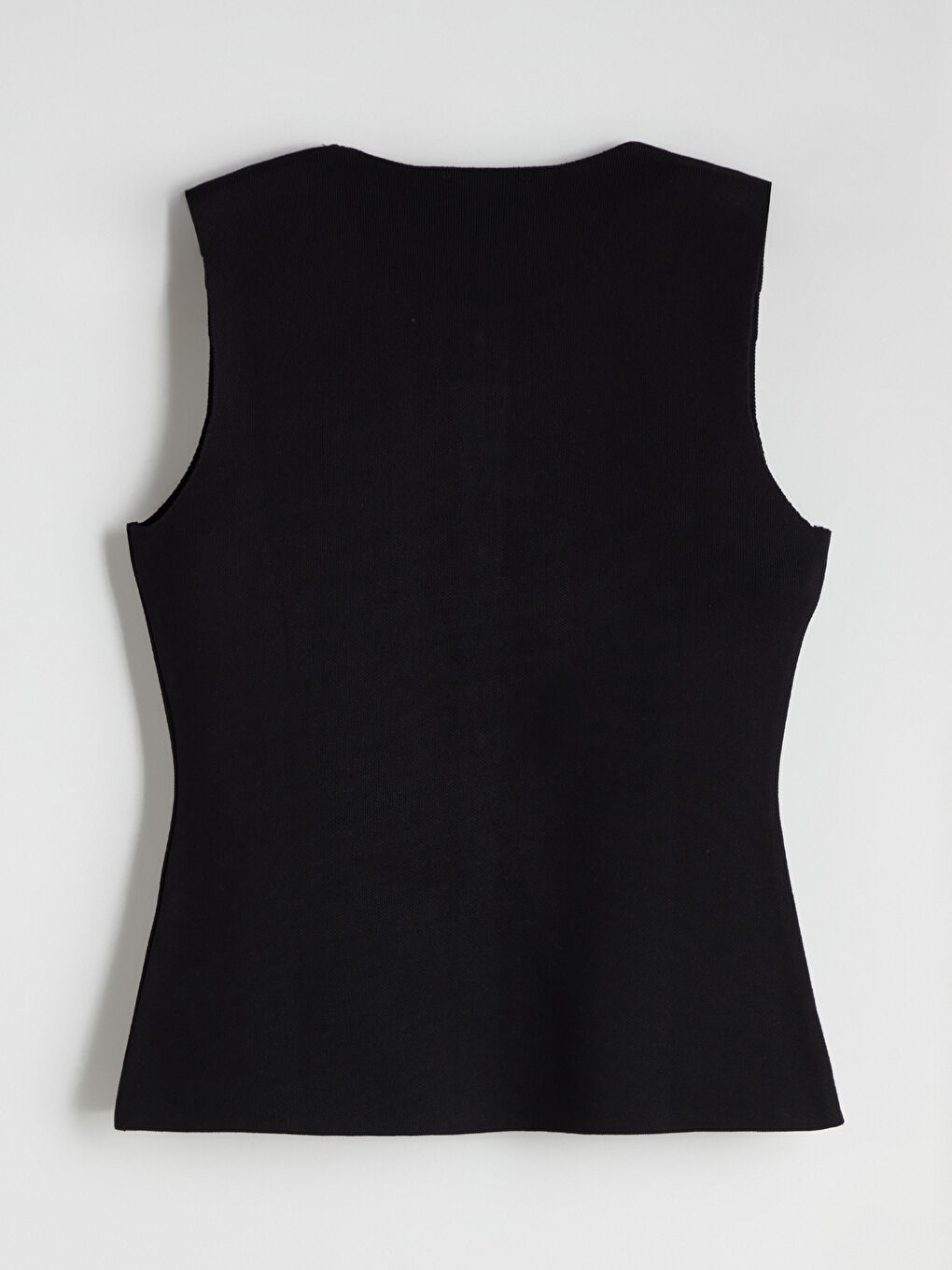 Siyah Bisiklet Yaka Kadın Triko Yelek-5