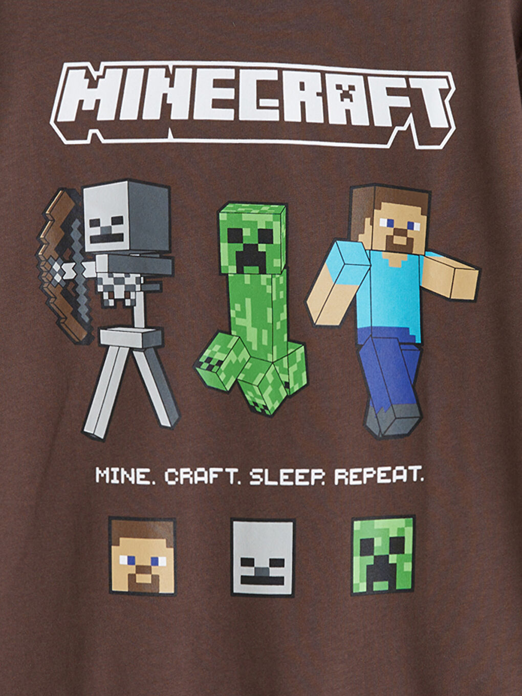 Crew Neck Minecraft Printed Boys' Sweatshirt-1