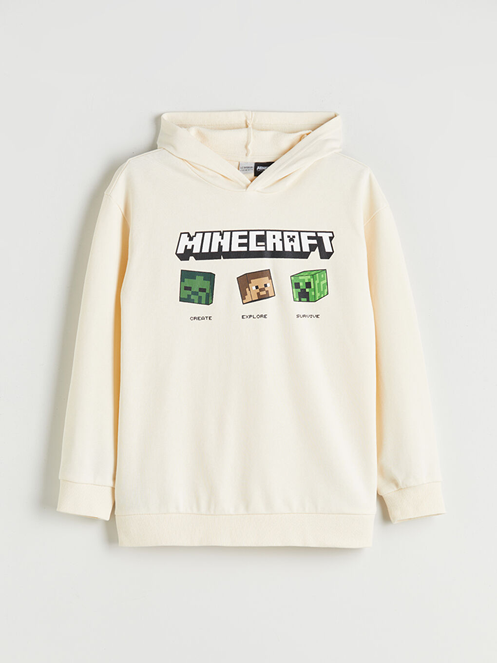 Суитшърт за момчета с качулка и Minecraft принт