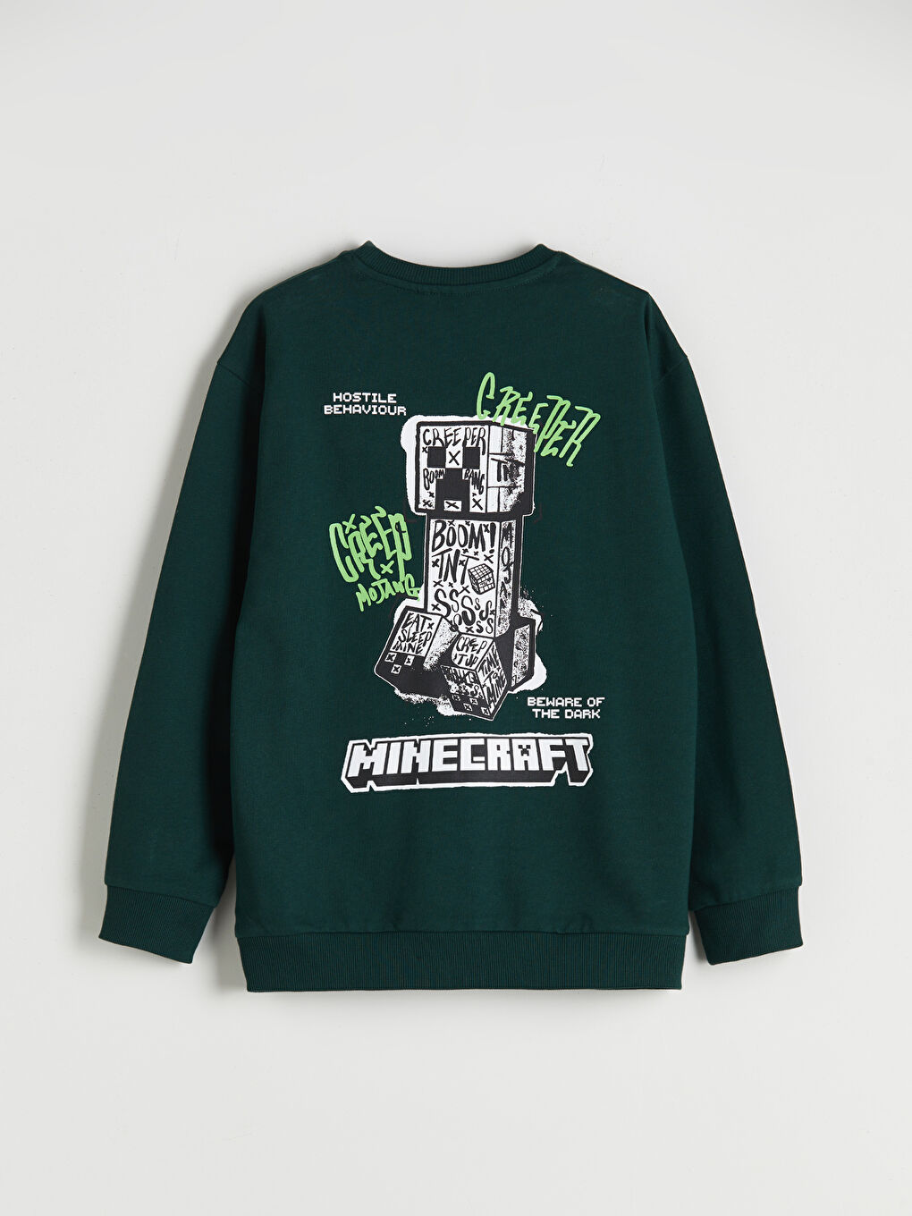 Crew Neck Minecraft Printed Boys' Sweatshirt-1