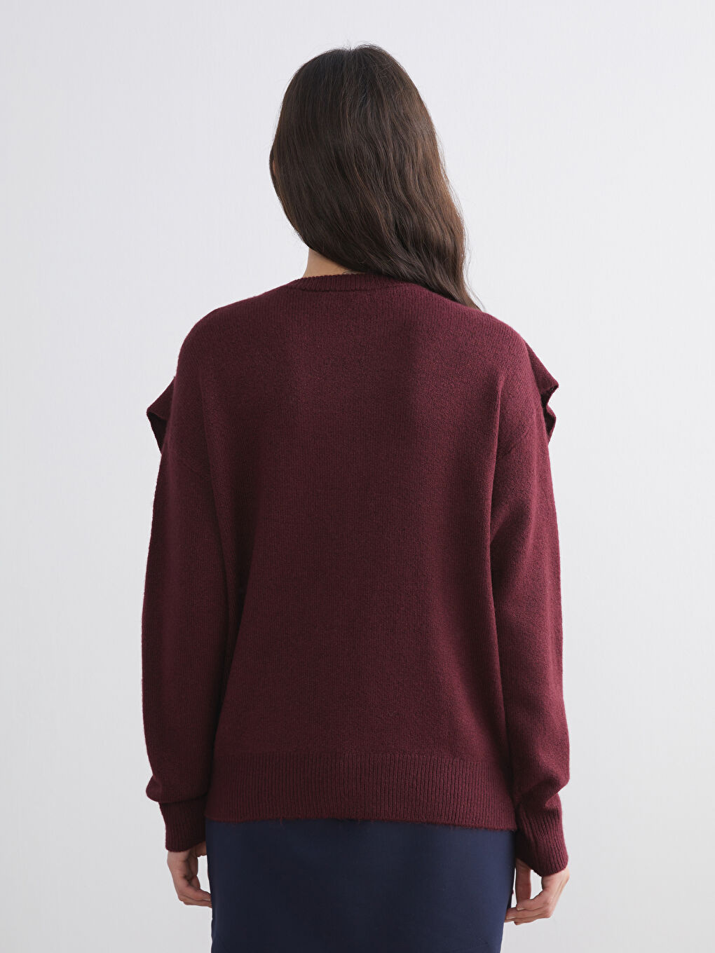 Džemper od trikotaže sa okruglim izrezom za žene-3