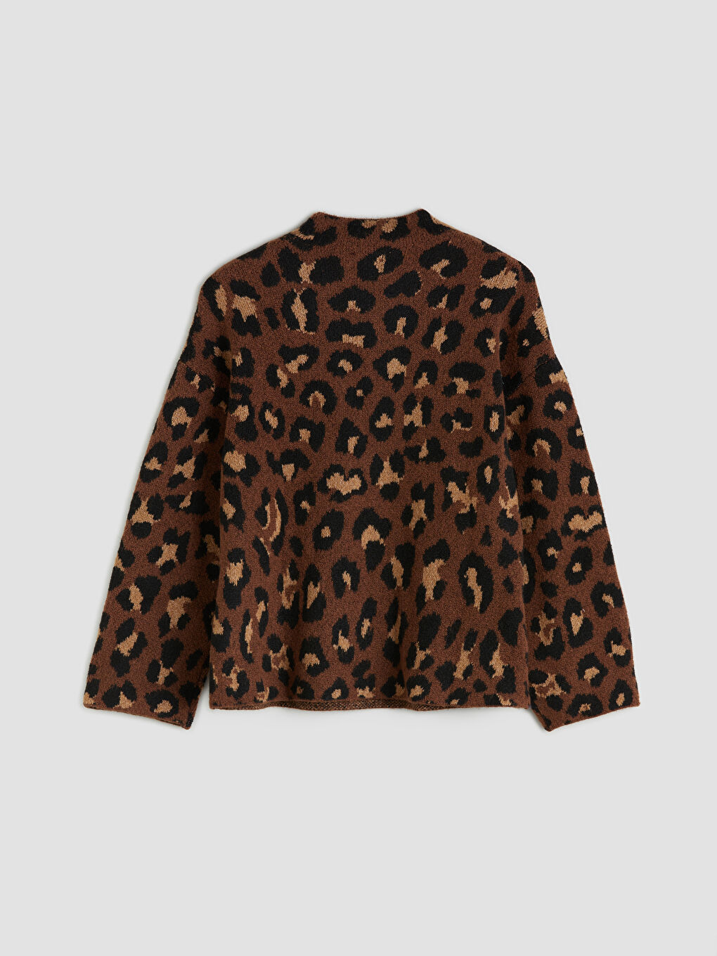 Funnel Neck Leopard Print Oversize Women's Knitwear Sweater-5