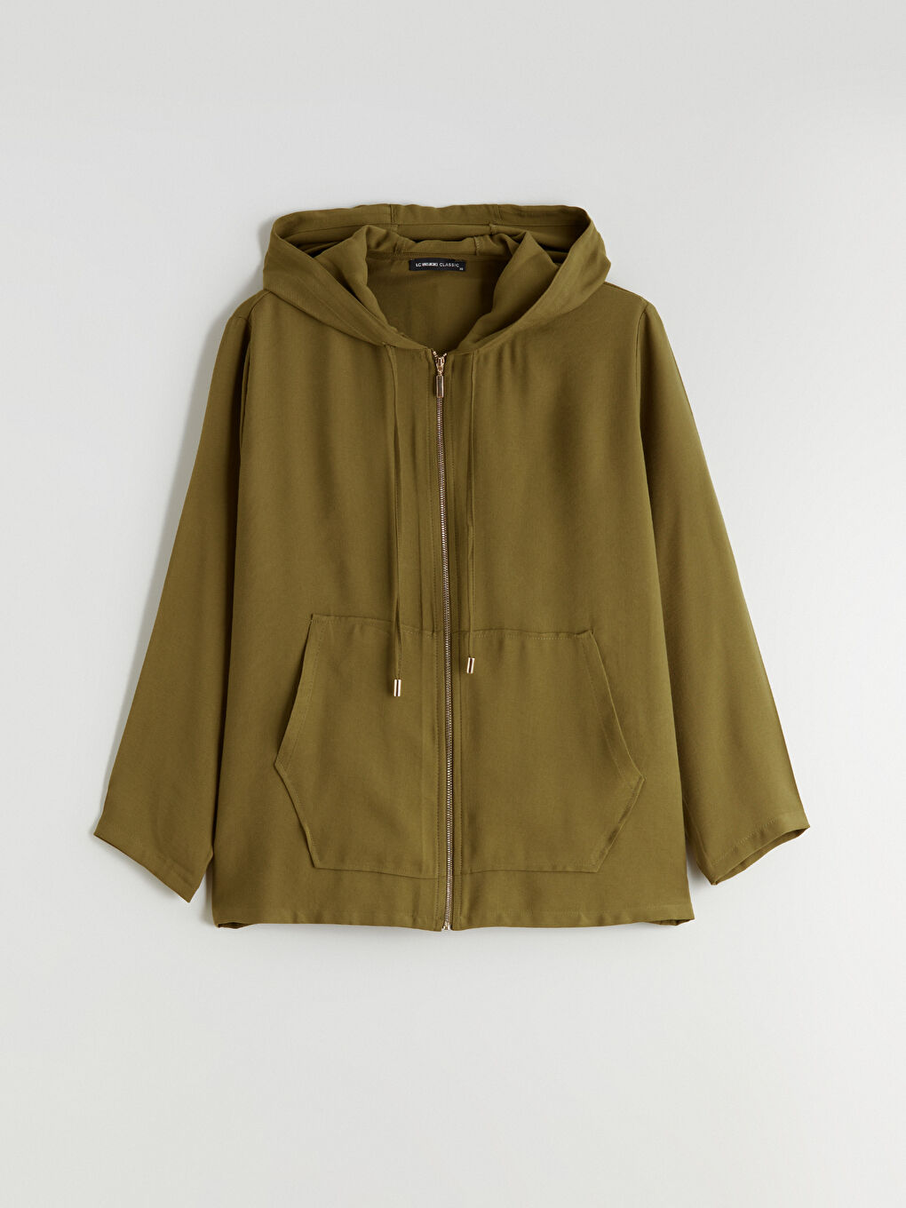 Haki Kapüşonlu Kadın Hırka-6