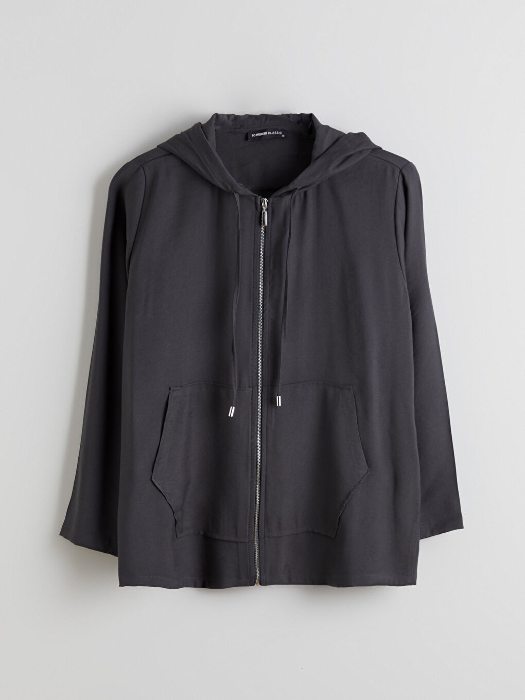 Antrasit Kapüşonlu Kadın Hırka-4