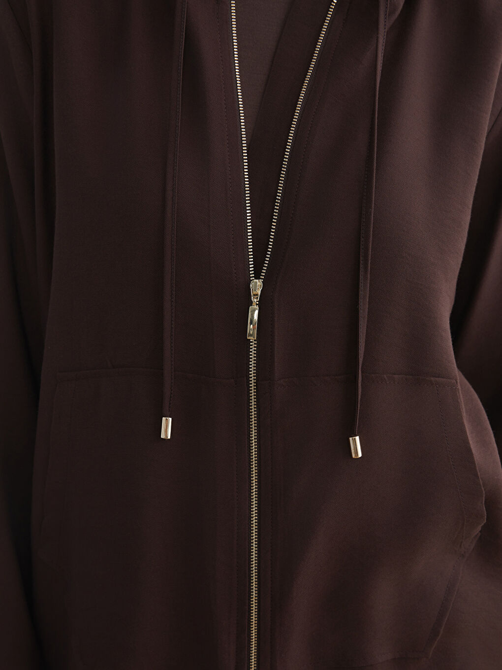 Kahverengi Kapüşonlu Kadın Hırka-3