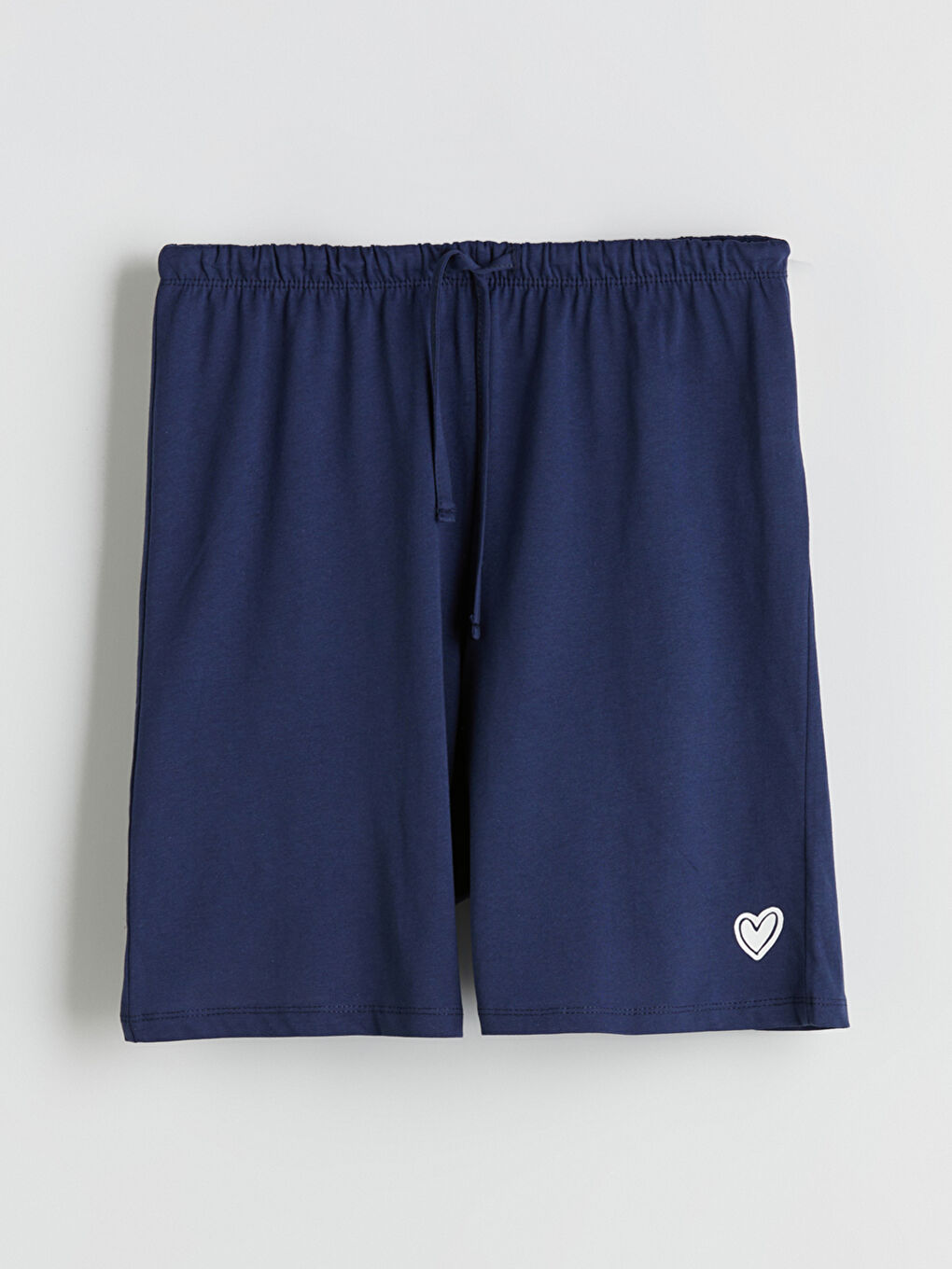 Lacivert Beli Lastikli Baskılı Kadın Şort Pijama Altı