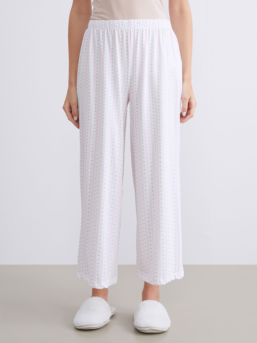 Еластична талія Піжама низ для жінок капрі-1