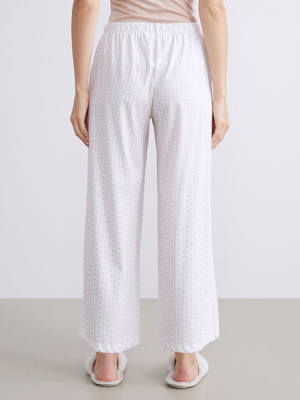 Еластична талія Піжама низ для жінок капрі-3