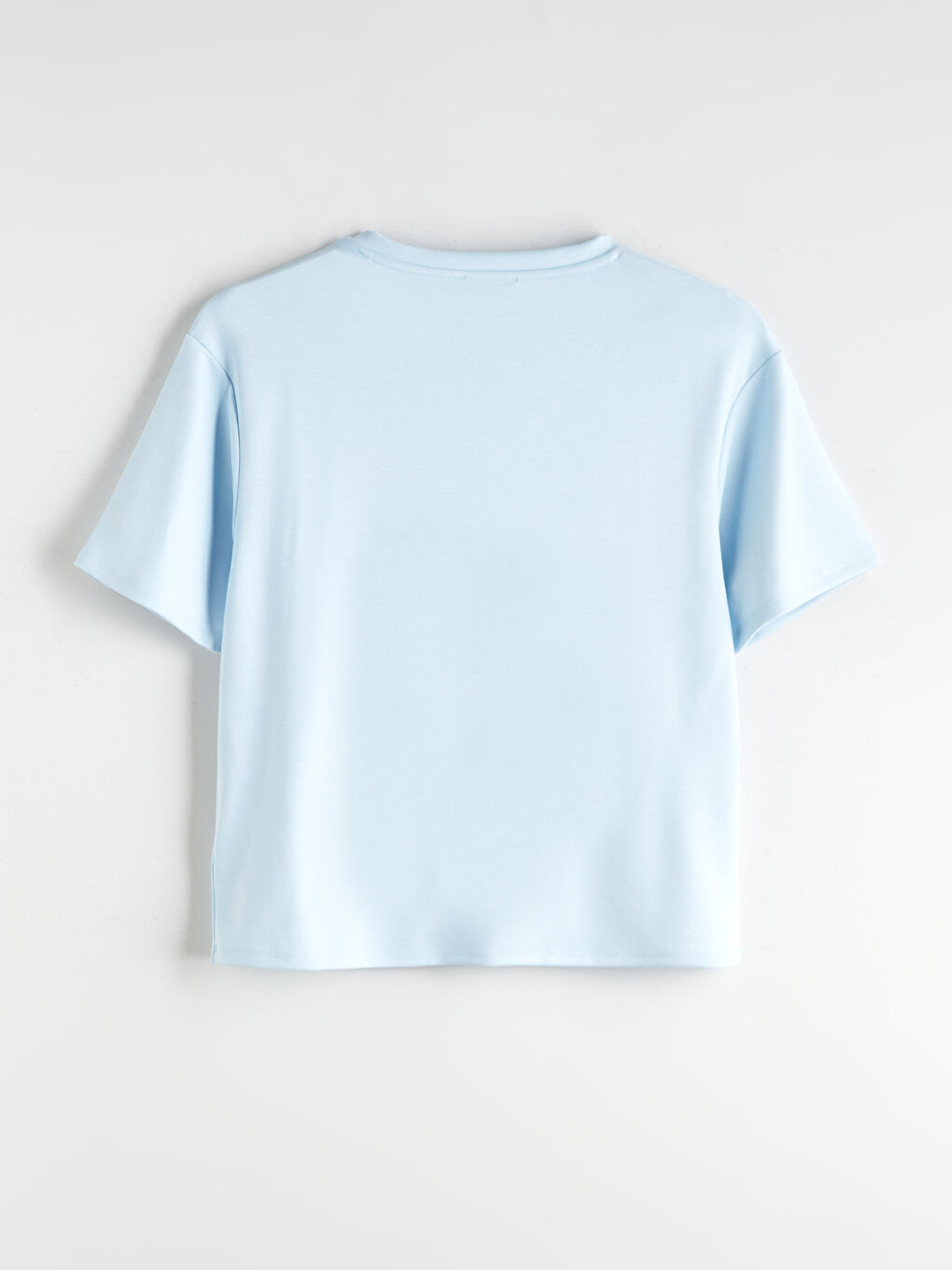 Mavi V Yaka Kadın Tişört-5